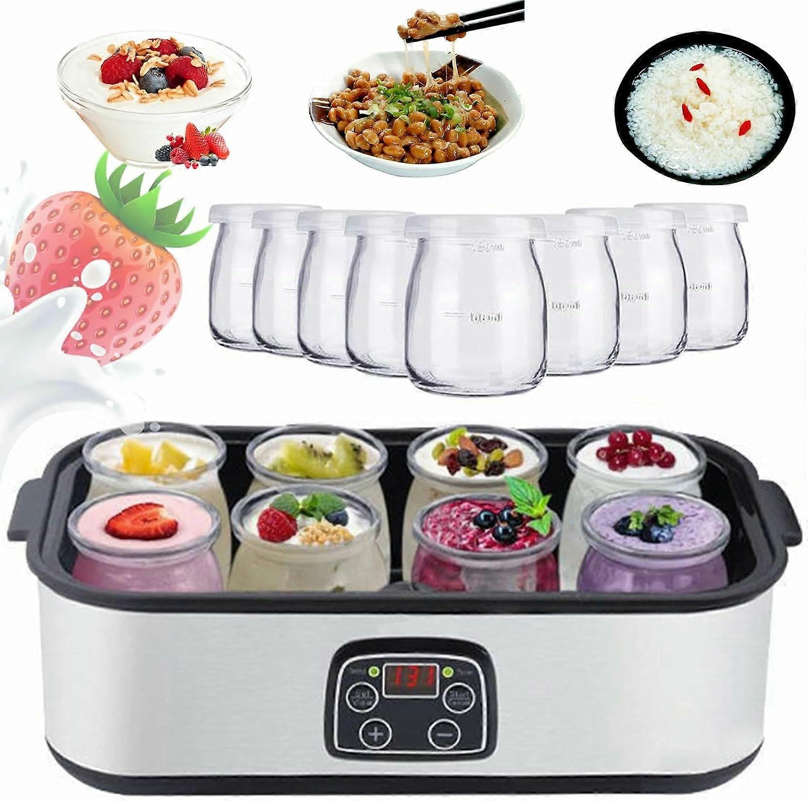 Yogurt Maker 8 Glass Jars 1400ml Automatic Electric Natto Maker