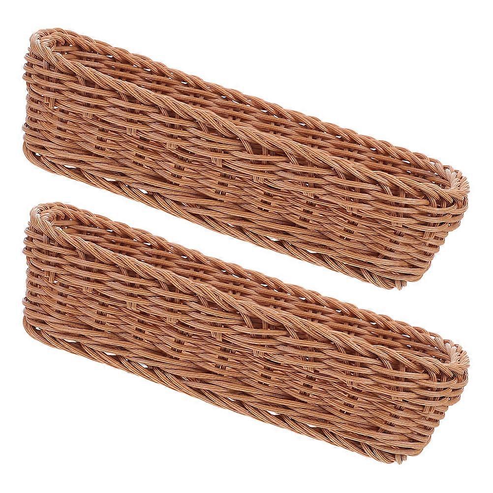 Imitation Rattan Woven Basket for Multipurpose Storage 2Pcs Kitchen Organizer