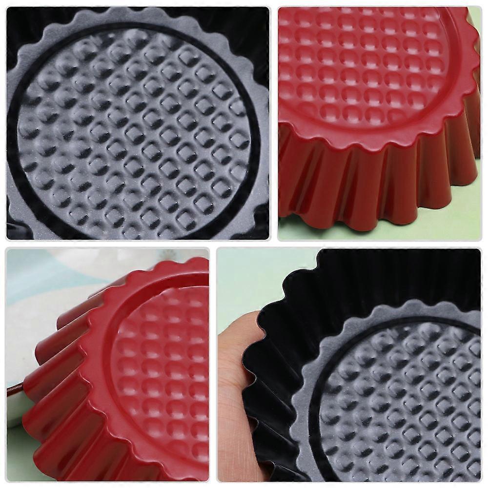 Chrysanthemum Shaped Egg Tart Molds Baking Tool for Professional Baking and Home Kitchen in Black with Non-Stick Feature 8 Pcs