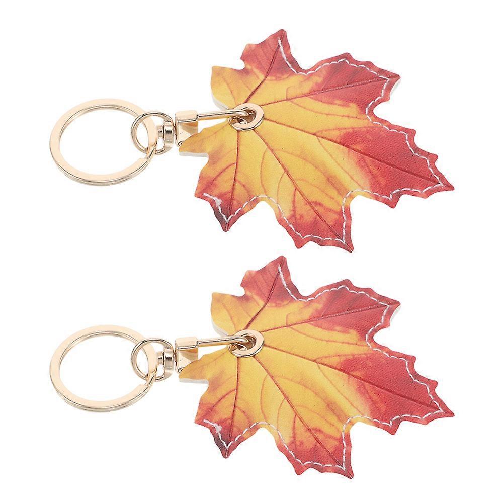 Cute Car Keychain with Leaf Keyring for Decoration 8Pcs Durable PU