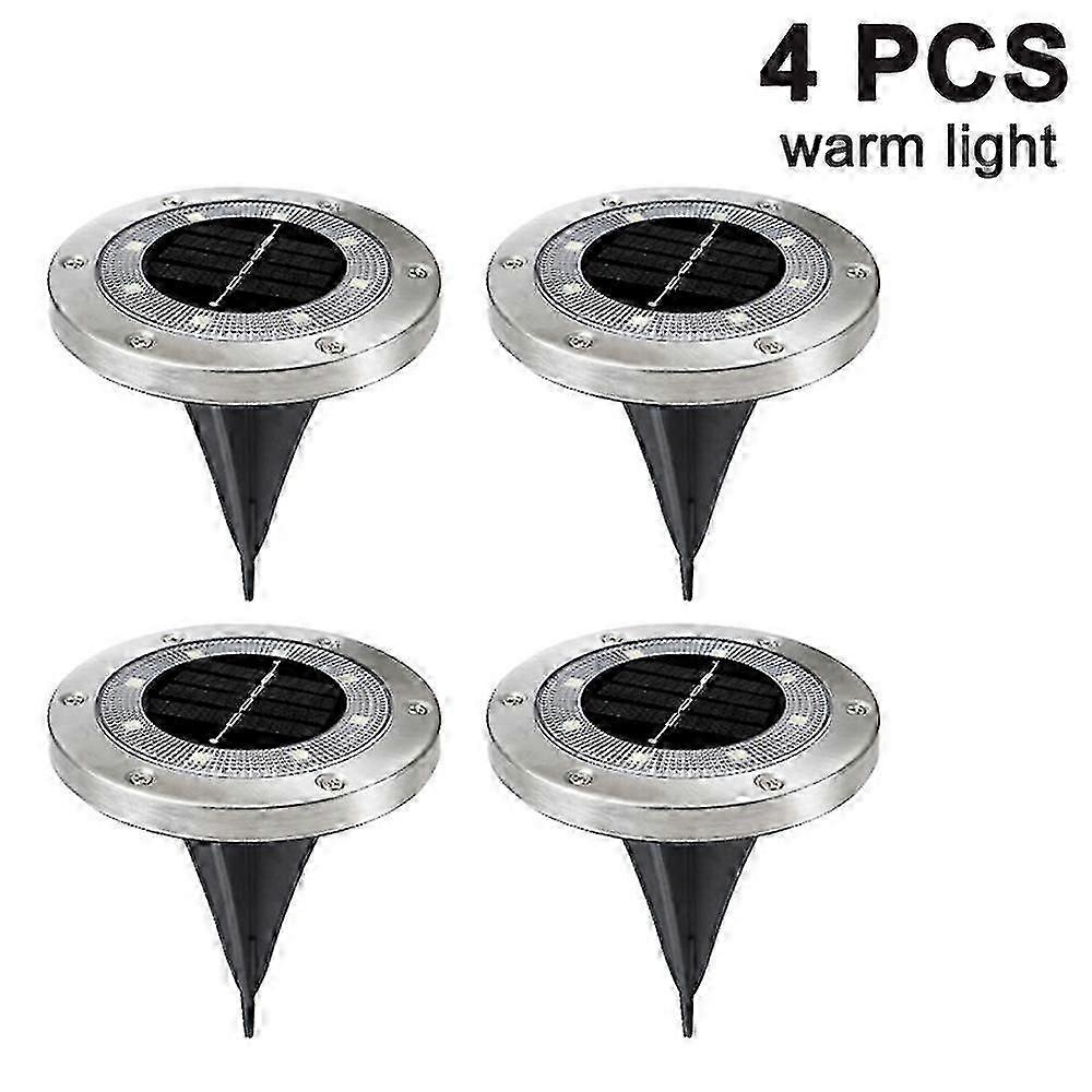 4pcss Solar Ground Lights,8 Led Outdoor Solar Disk Lights,waterproof
