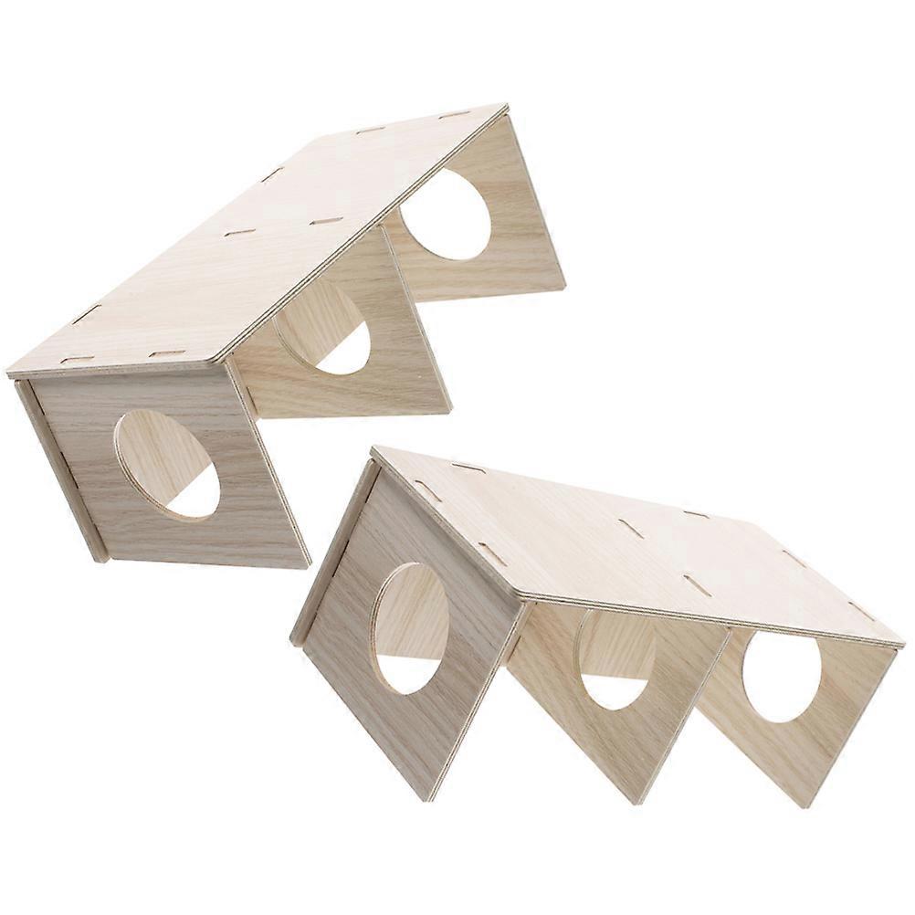 Bite-Resistant Wooden Hamster Hideout 6Pcs Rectangular House For Hamster Indoor Pet Use 21X10.8Cm Exercise