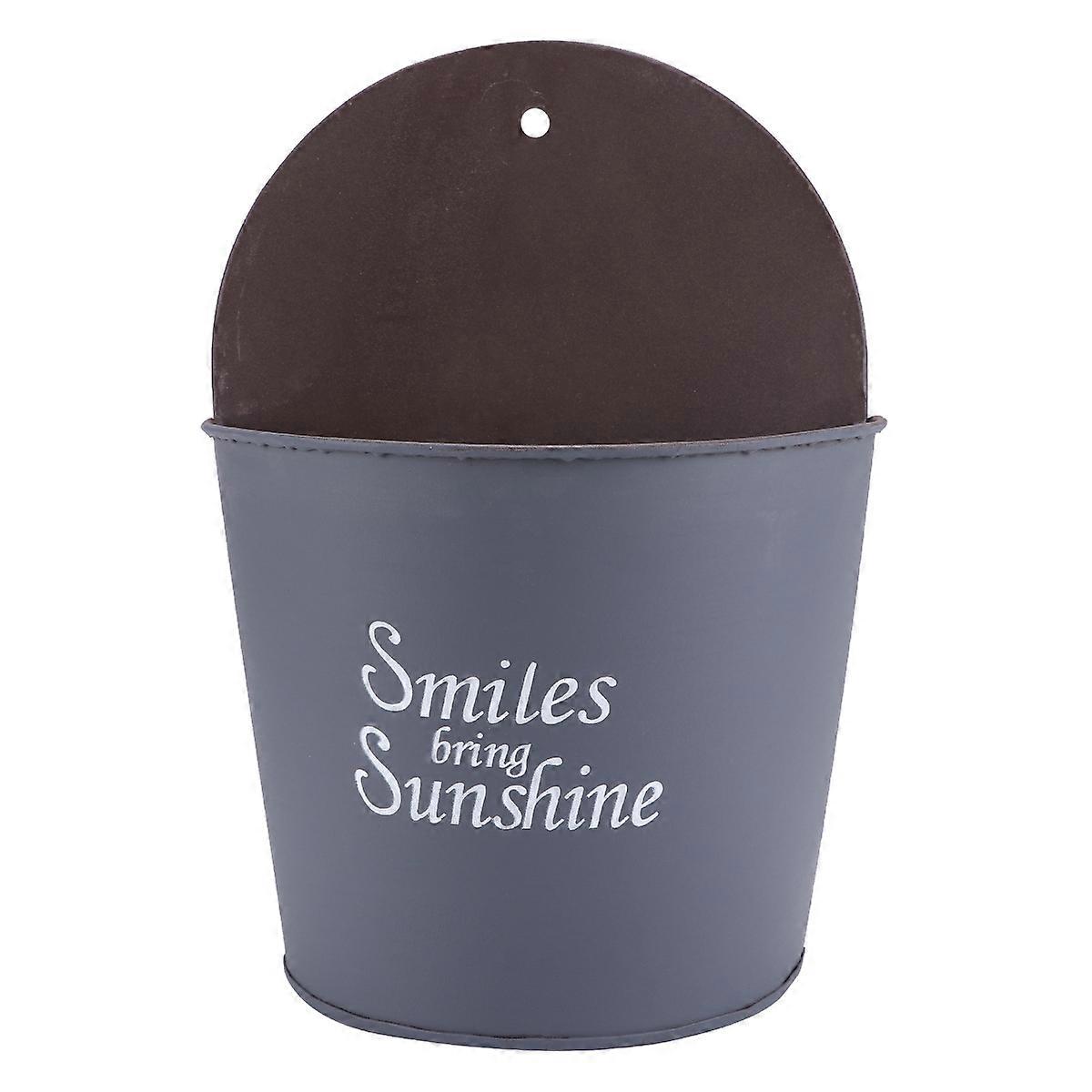 Iron Flowerpot Wall Planters for Storage Use 2Pcs Grey Hanging Wall Decor