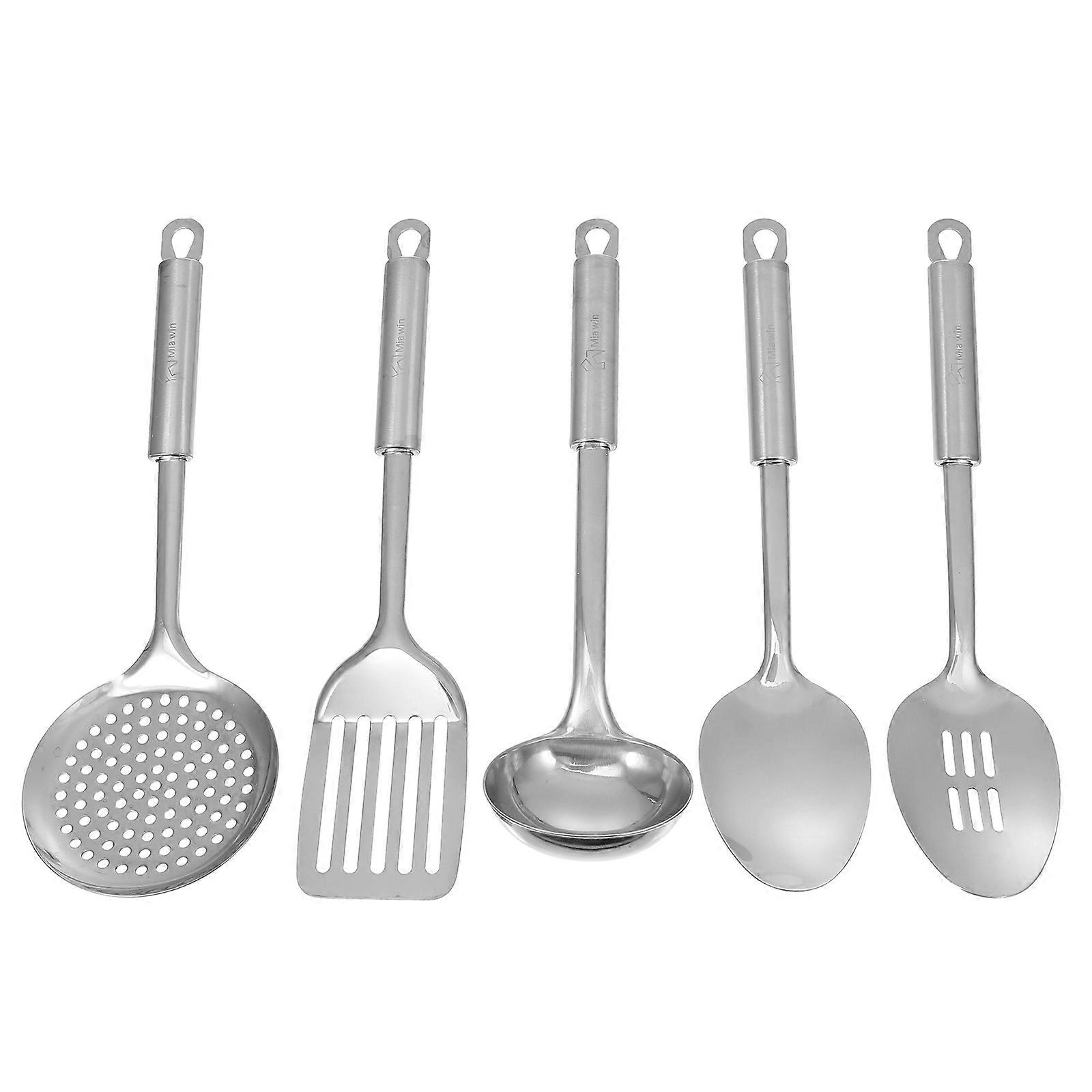 Heat-Resistant Kitchen Tool Set Stainless Steel Practical Hanging Hole Design 5Pcs
