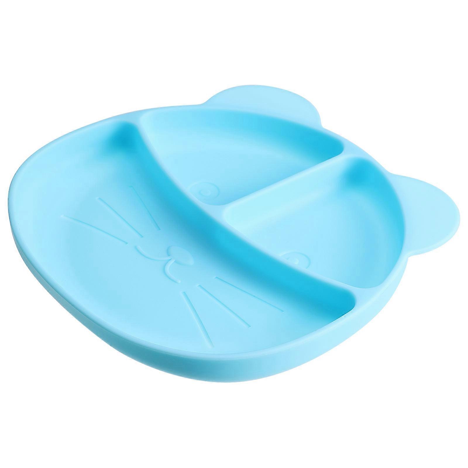 Silicone Tableware Practical Silicone Plate for Feeding 3Pcs Blue Baby