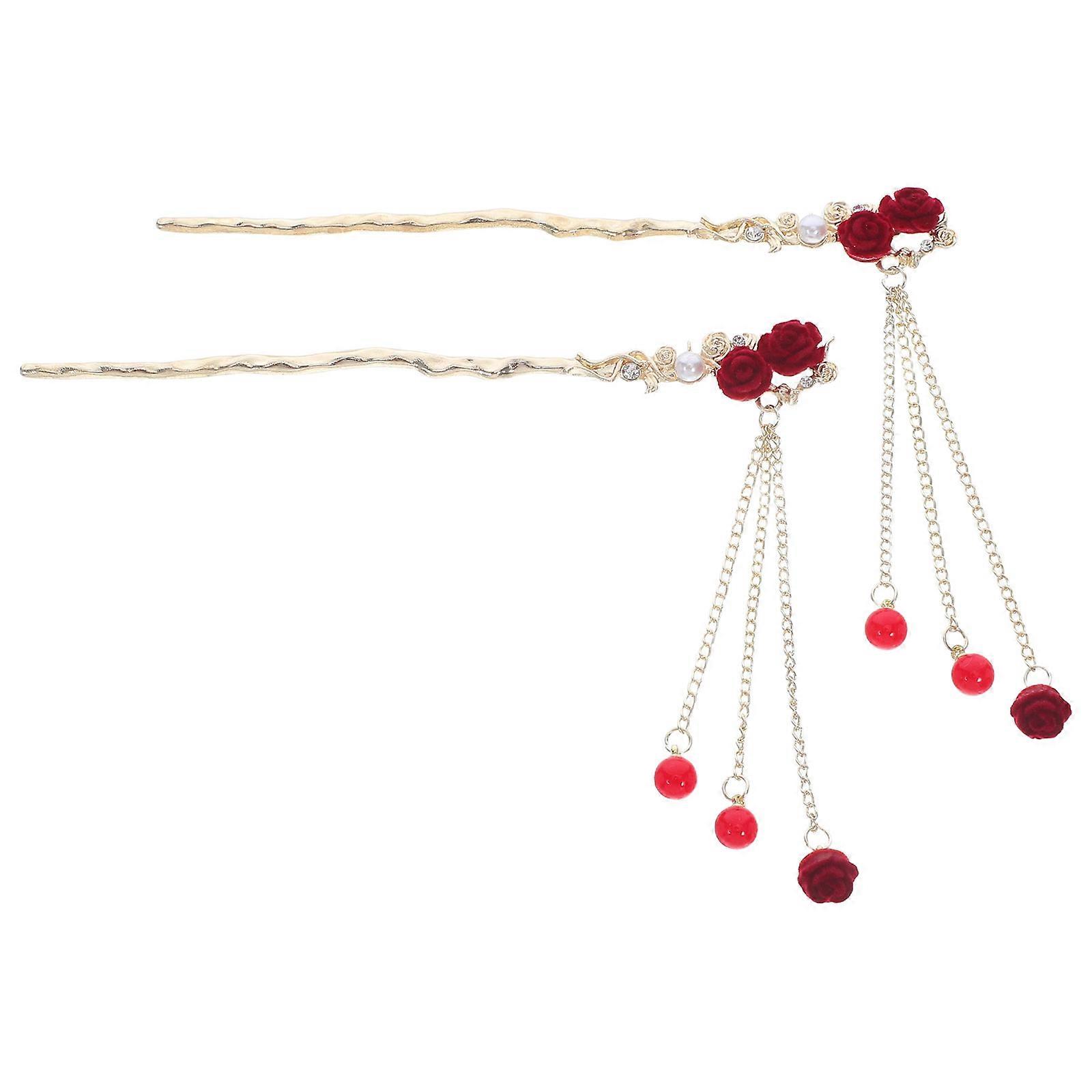 Hair Stick Rose Hair Chopsticks for Women 4Pcs Vintage Flower Accessories