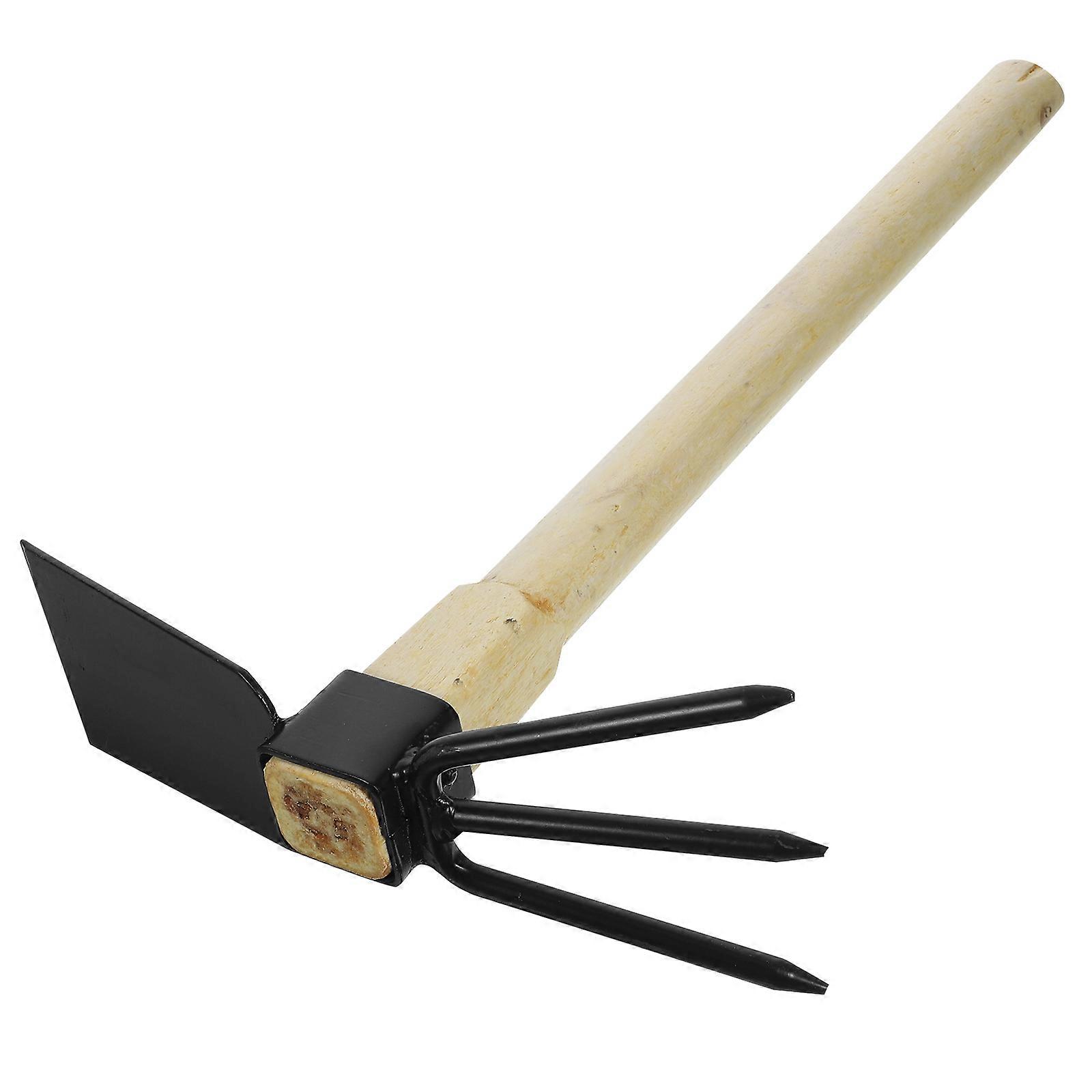 Wooden Handle Garden Hoe for Digging Use Metal Rake Tool