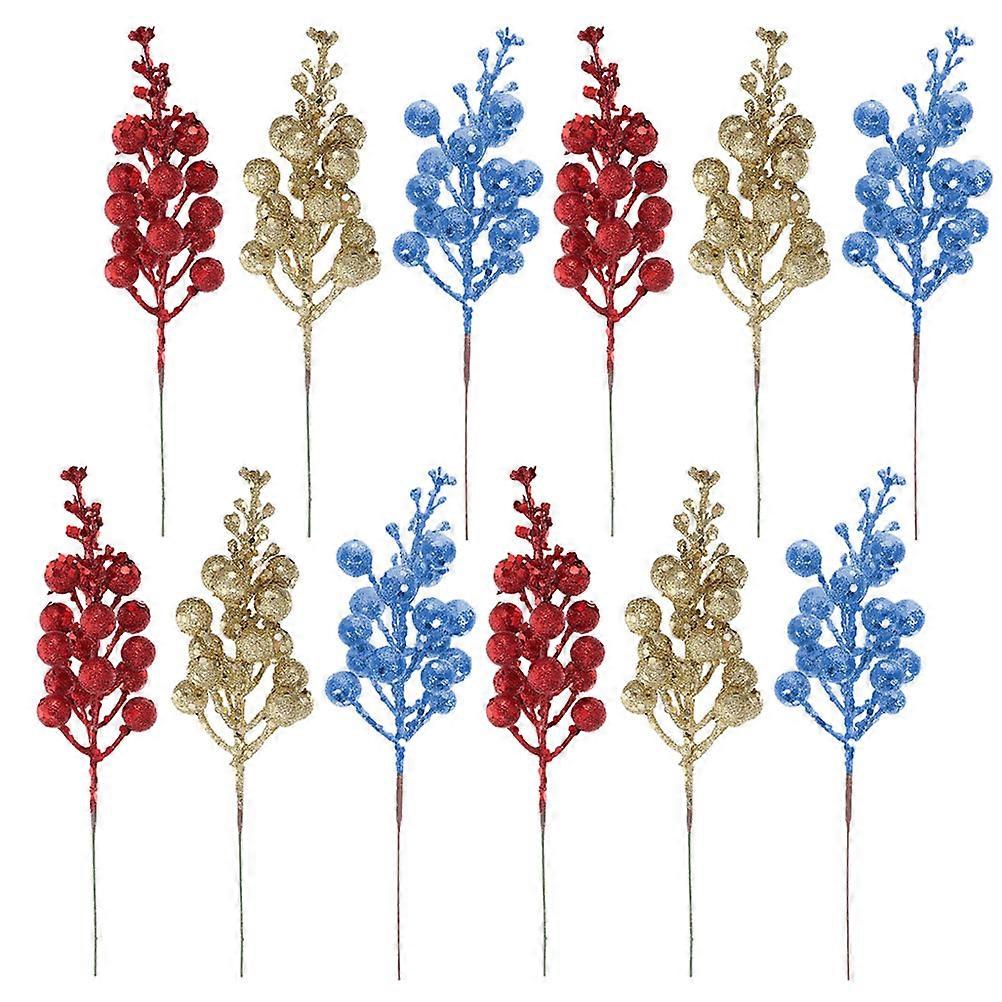Christmas Tree Berry Picks 36 Pcs Simulation Decoration Assorted Color Branch-Like Design For Christmas Home DIY Crafts