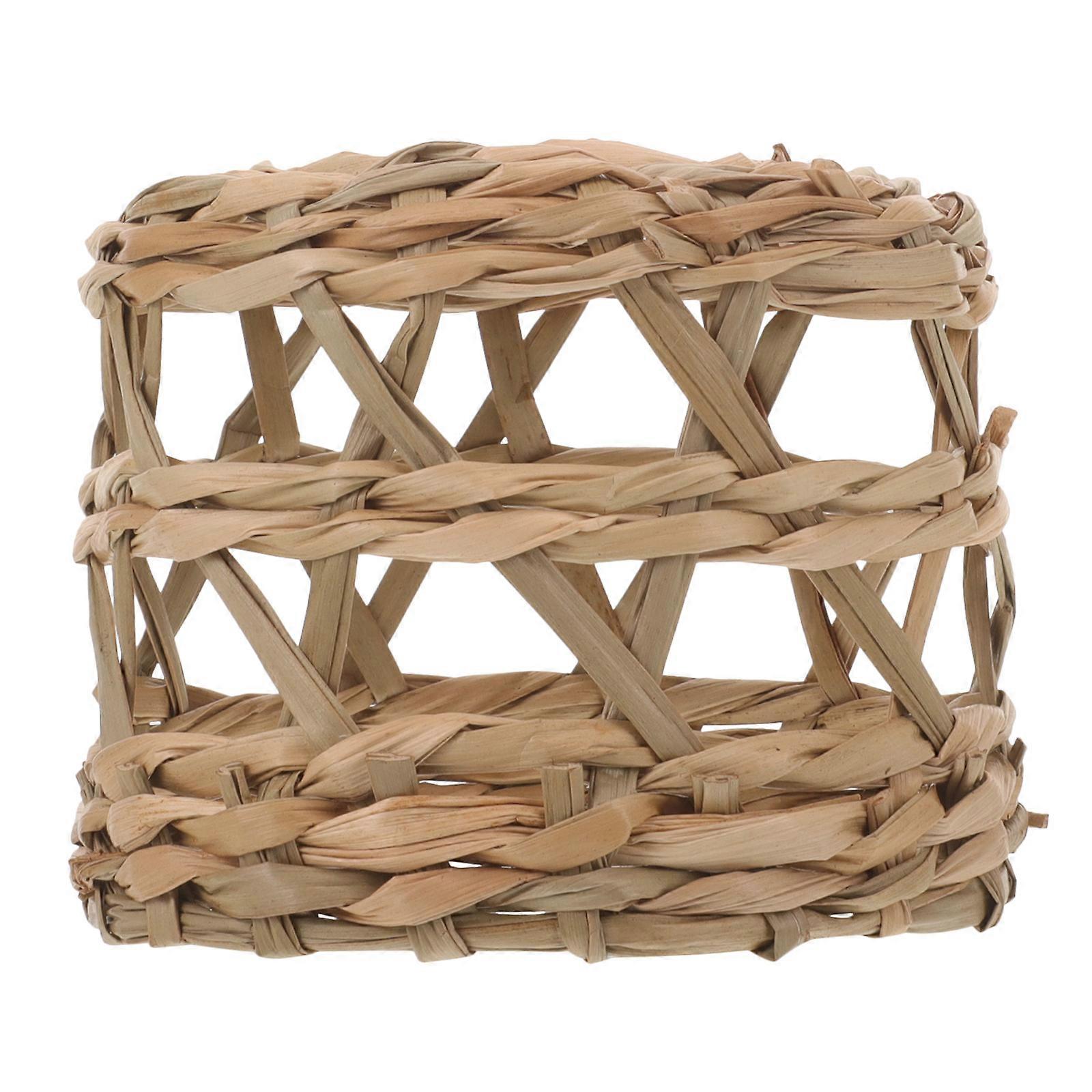Brown Straw Woven Lampshade for Pendant Light 3Pcs Rustic Style