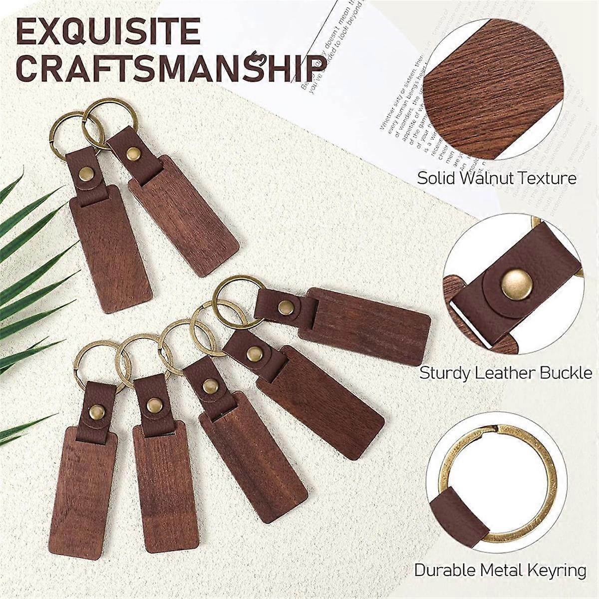 25PCS Wooden Keychain Blanks Rectangle Wood Keychain