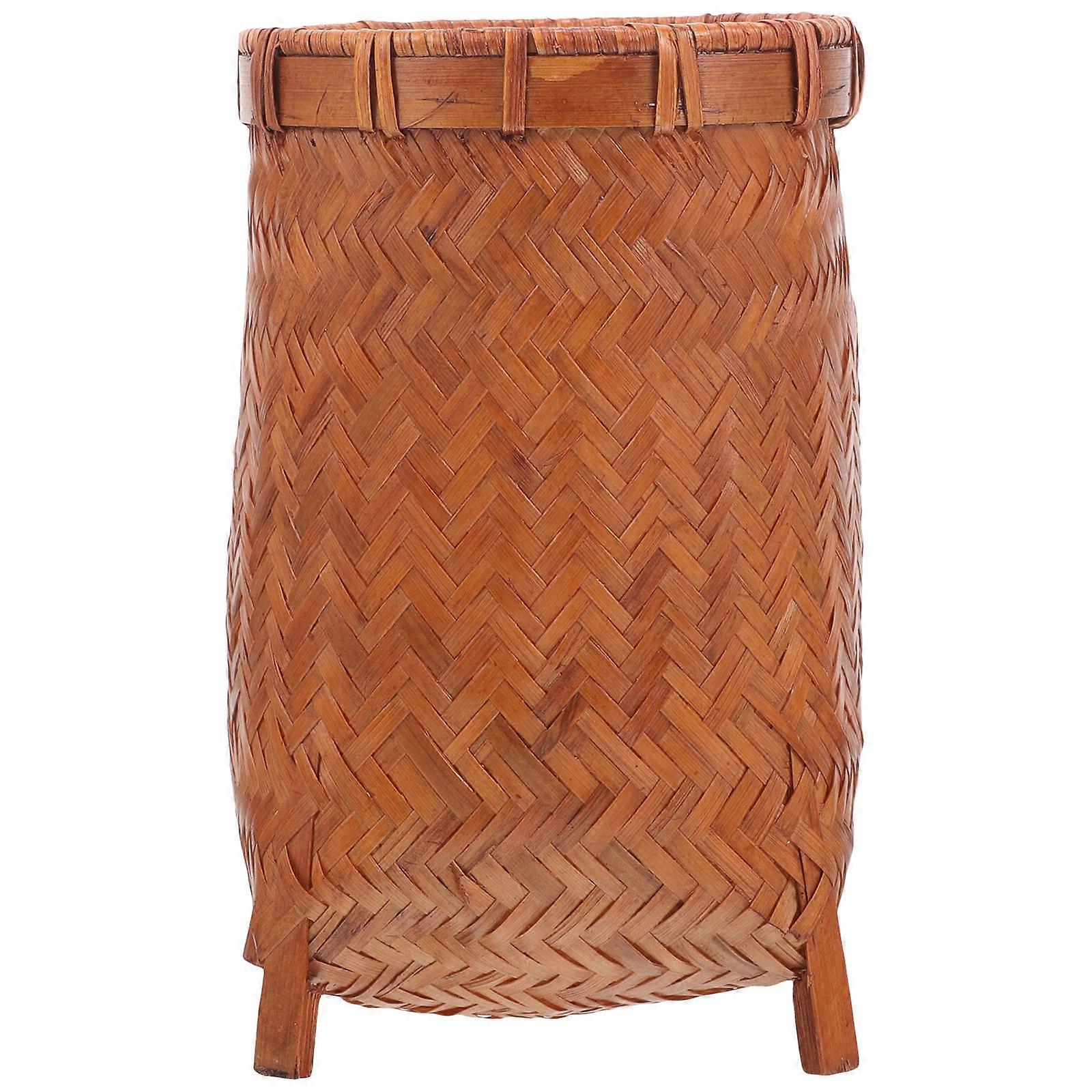 Chocolate Bamboo Pen Holder for Storage Use 4Pcs Multi-Functional Set