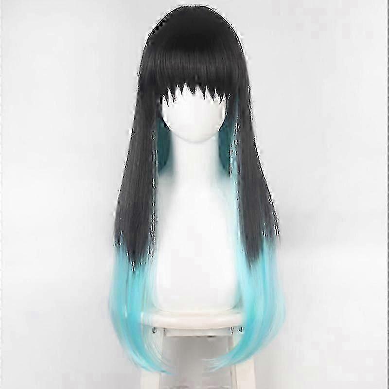 توكيتو Muichirou تأثيري زي أنيمي شيطان القاتل تأثيري كيميتسو لا Yaiba Kisatsutai شعر مستعار موحد ملابس حفلة هالوين