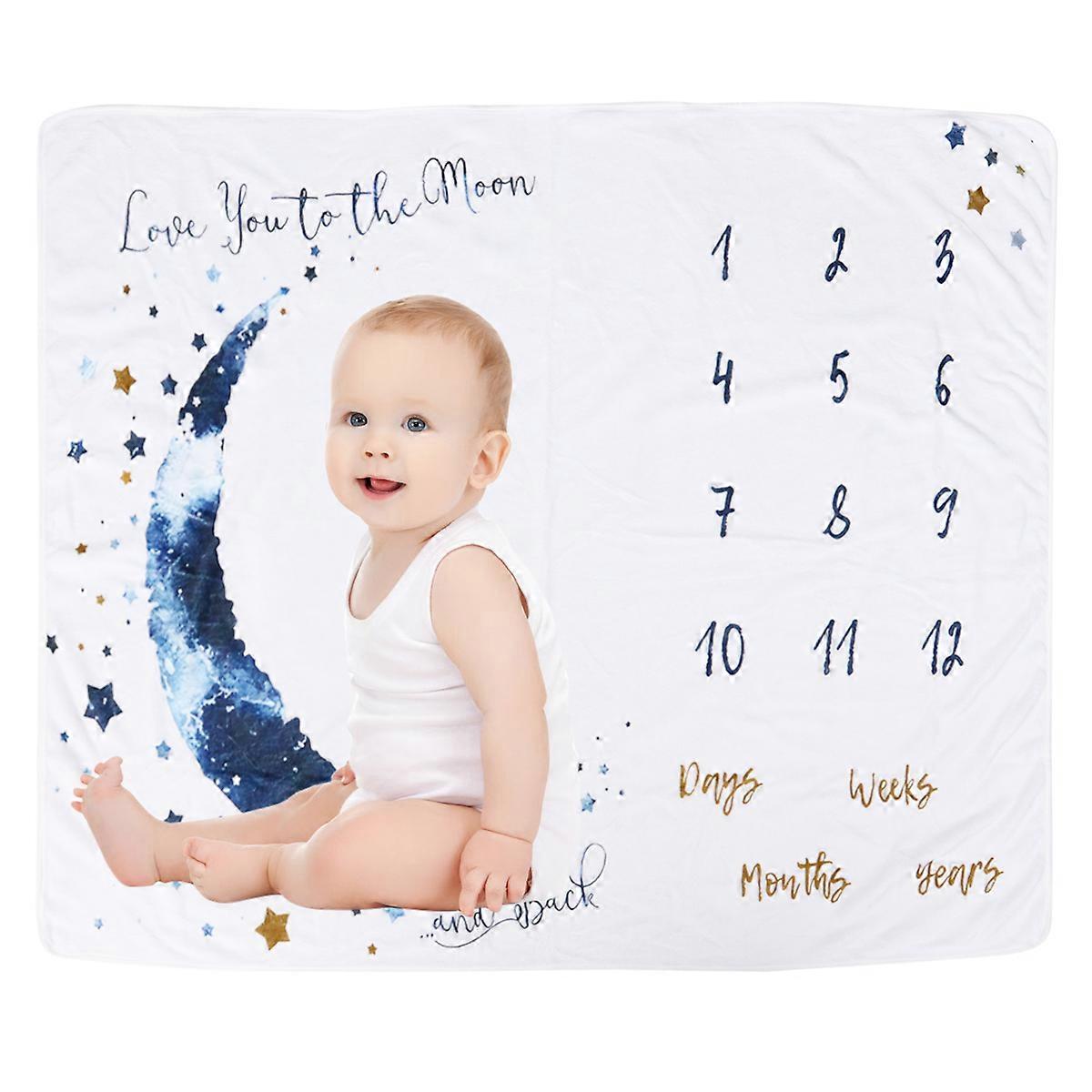 Baby Blanket Photography Backdrop with Blue Moon Pattern