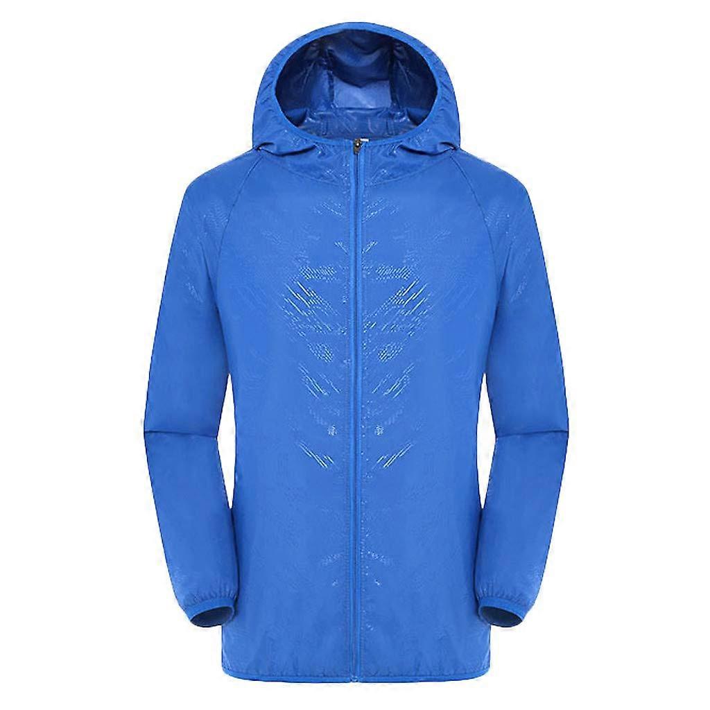 Rain Jacket Men's Waterproof Lightweight Packable Windbreaker with Sun Protection for Hiking Cycling Running XL Blue