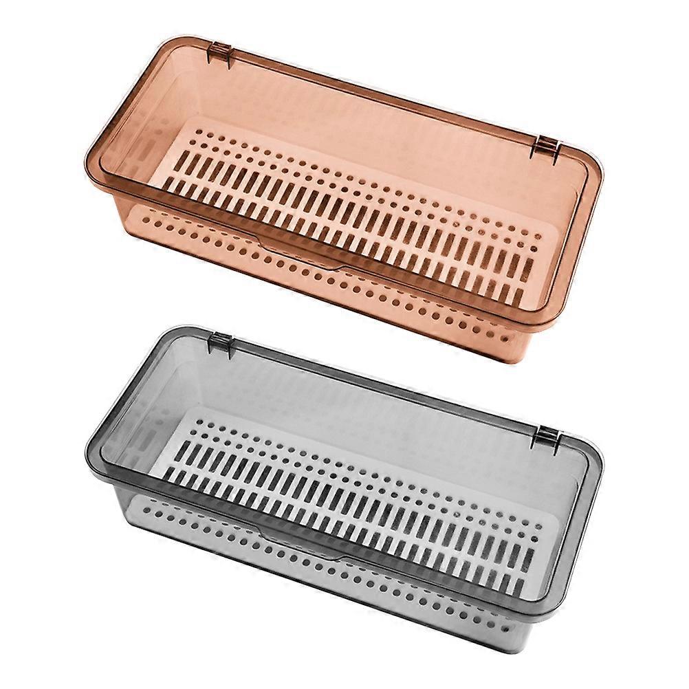 Chopsticks Drain Box Cutlery Organizer Storage Case For Kitchen Organization Use 28x13x7cm Beige Color Draining Function 2Set