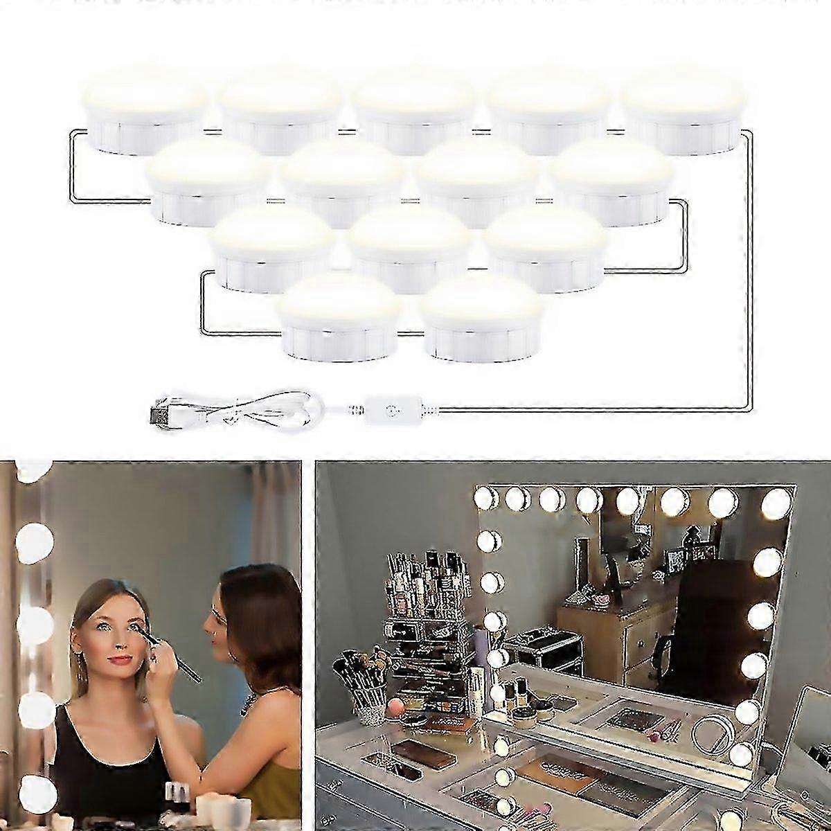 For 14 Leds Mirror Front Light Dimmable Makeup Mirror Usb Touch Control Light 26s