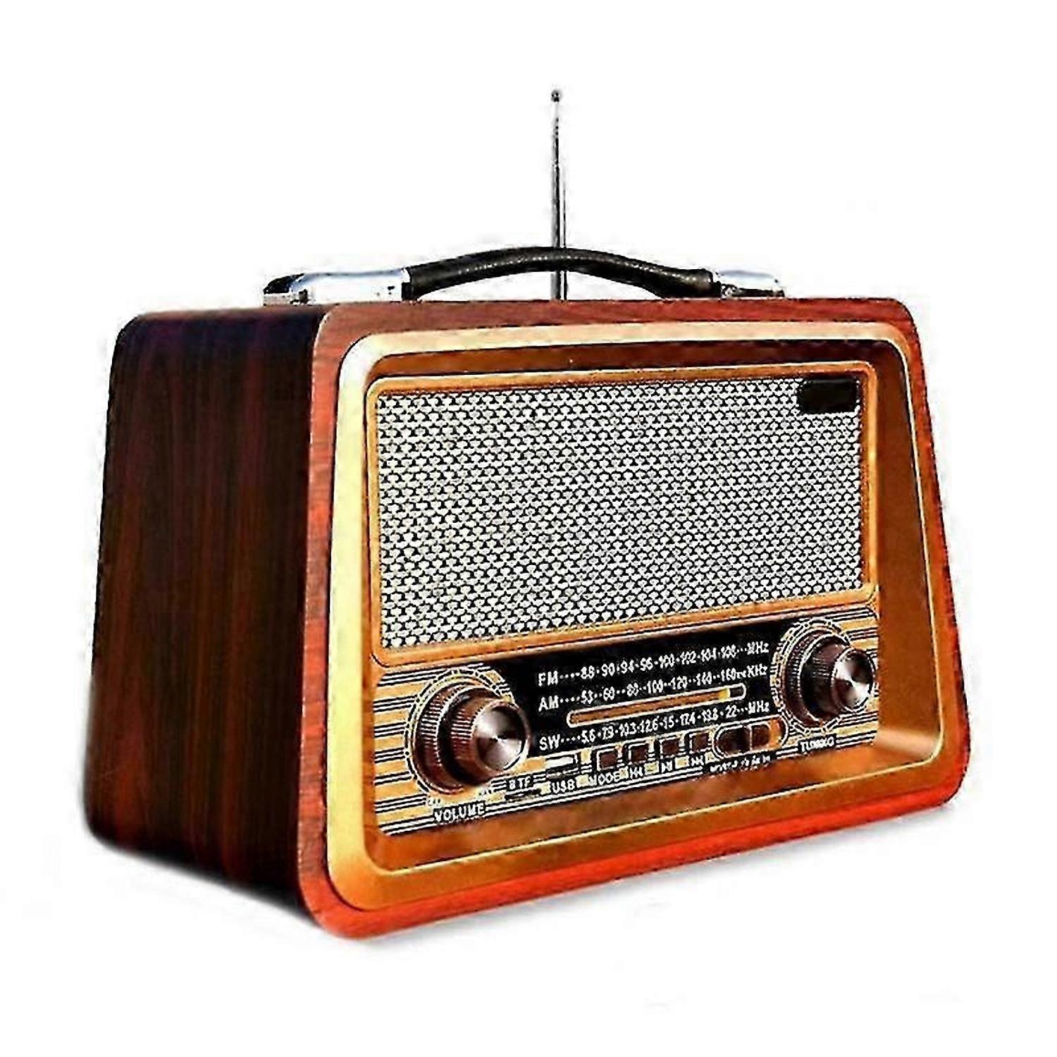 Retro Portable Bluetooth Speaker with AM/FM Radio USB TF AUX MP3 Player - Classic Style Wireless Stereo