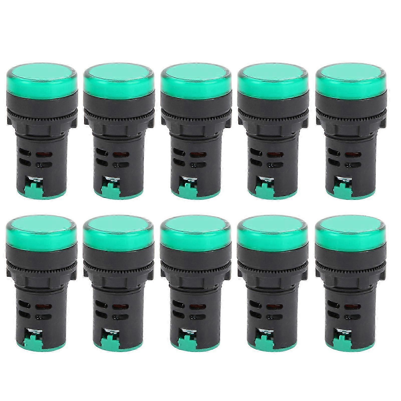 2025 10PCS AD16?22DS LED Indicator Light High Brightness Green LED Signal Lamp for Signal IndicationAC220V