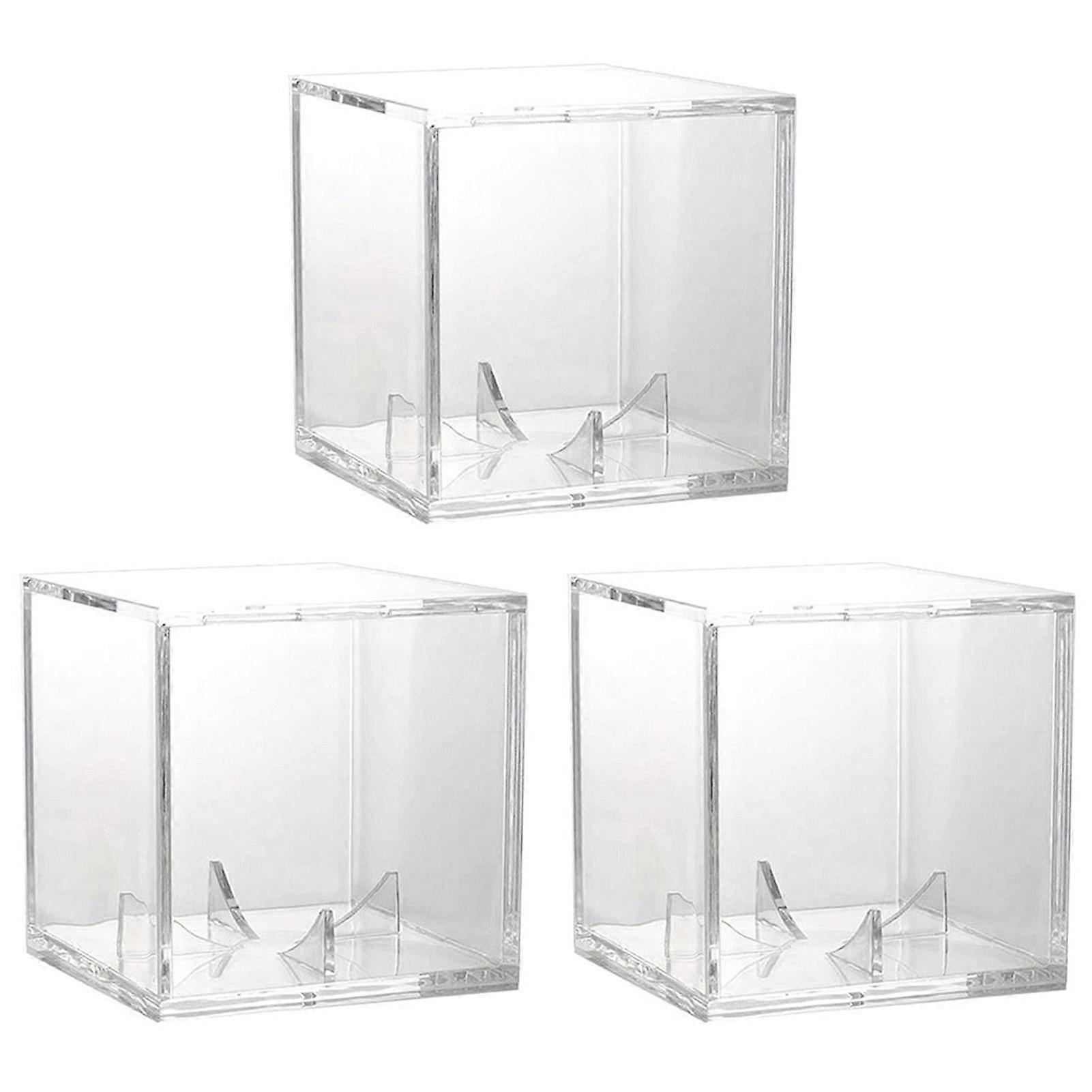 3Pcs Baseball Display Cases High Durability Dustproof Transparent UV Protected Baseball Holder Display Cases