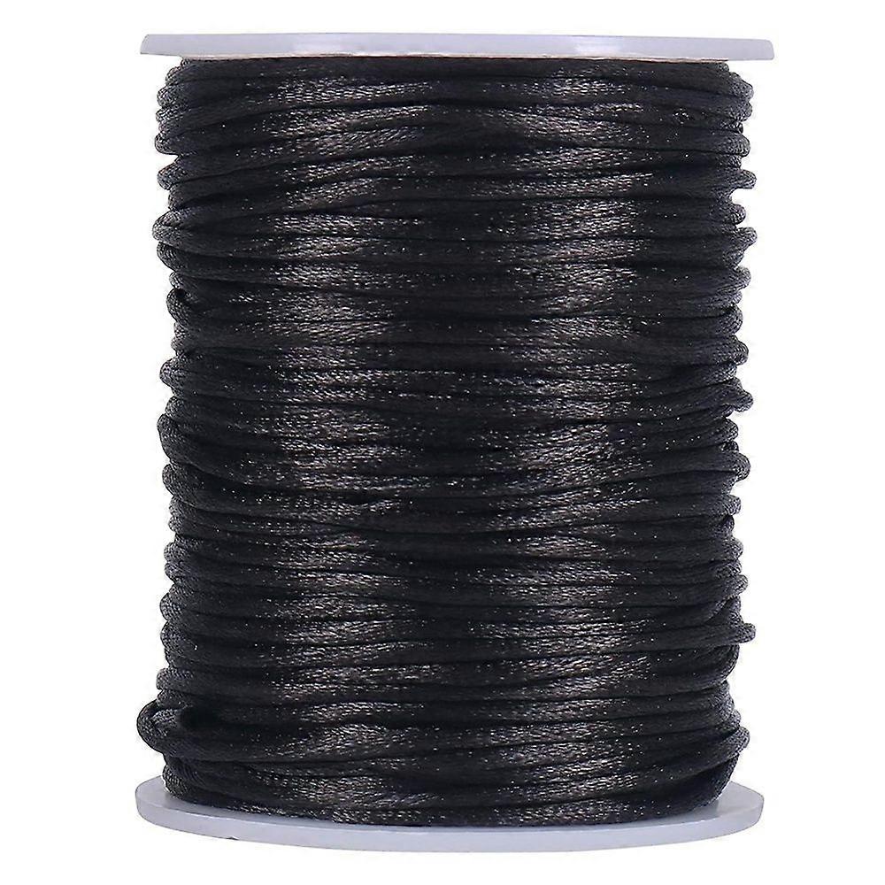 Satin Rattail Polyester Cord,295 Feet 2mm Black Beading String