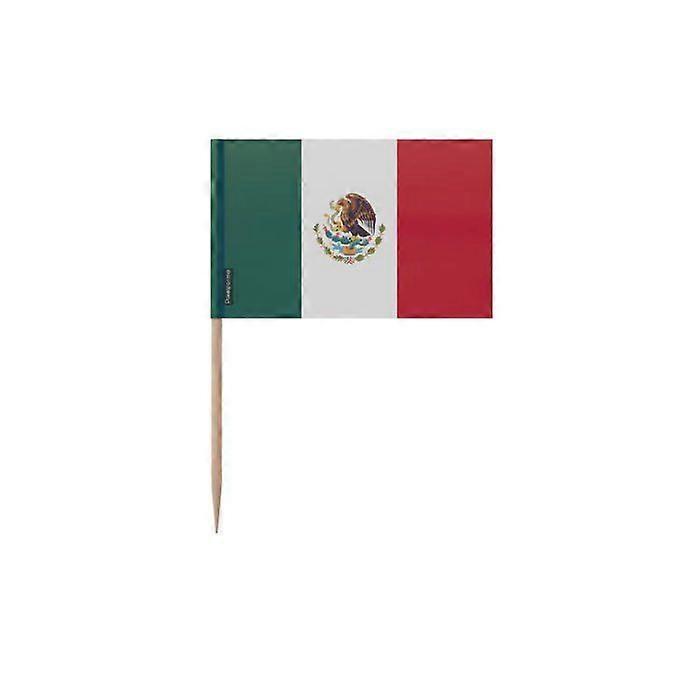 Toothpicks Mexican Flag - 12 cm - 100 pieces - Adhesive plastic - Bamboo stick - Pixelforma