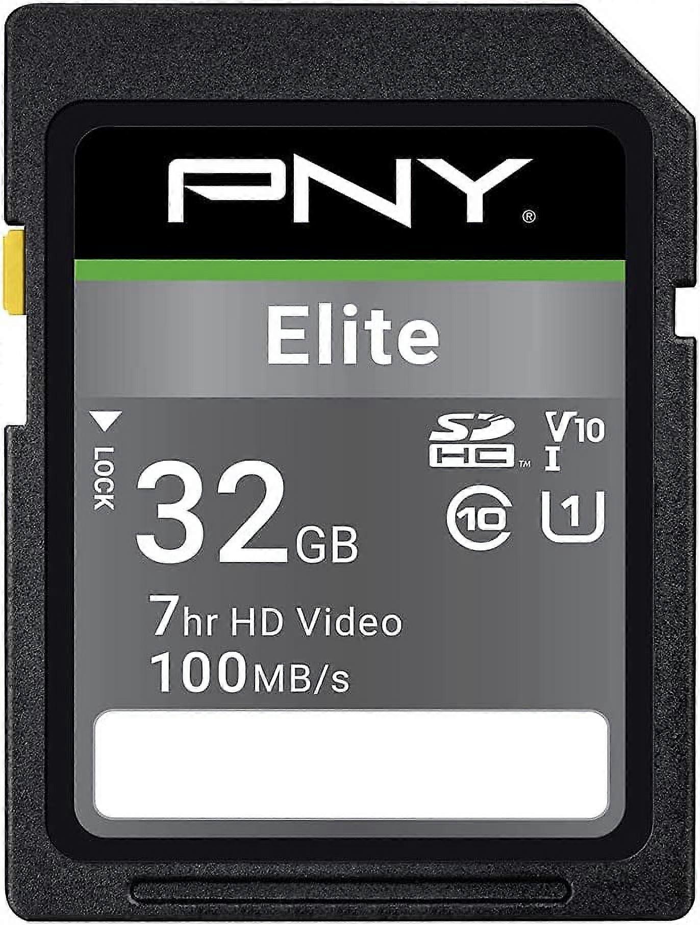 32GB Elite Class 10 U1 V10 SDHC Flash Memory Card - 100MB/s, Class 10, U1, V10, Full HD, UHS-I, Full Size SD