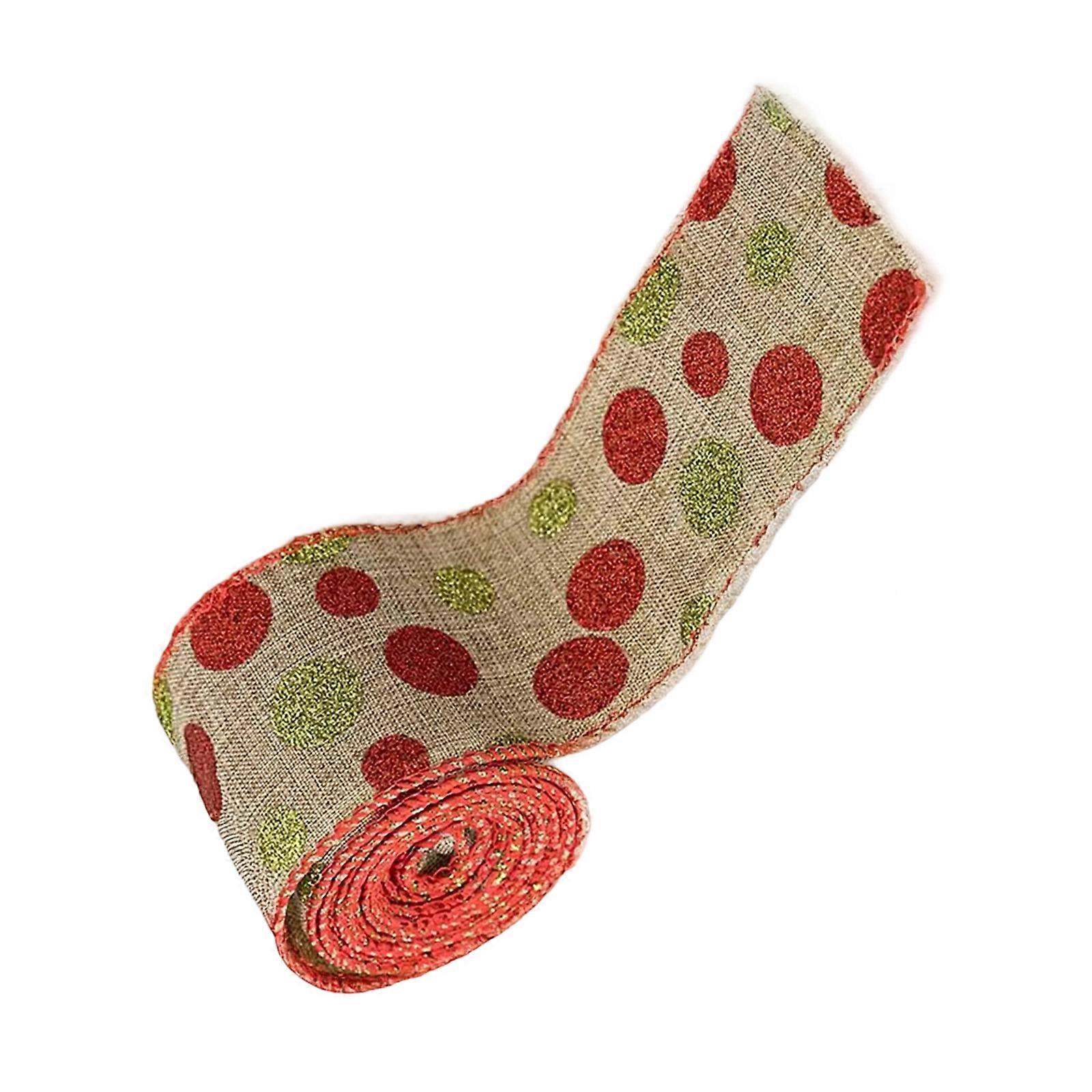 Christmas Craft Ribbon 5Yards Burlap Texture Round Dot Design Flexible Wire For DIY Holiday Projects  Harama