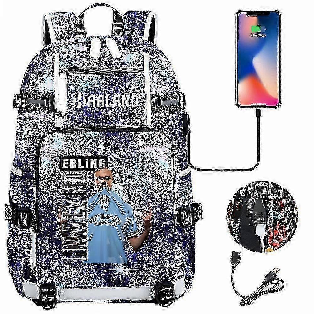 Patterned Backpack for Students & Travelers: Erling Haaland Style Large Capacity Bag Style 1
