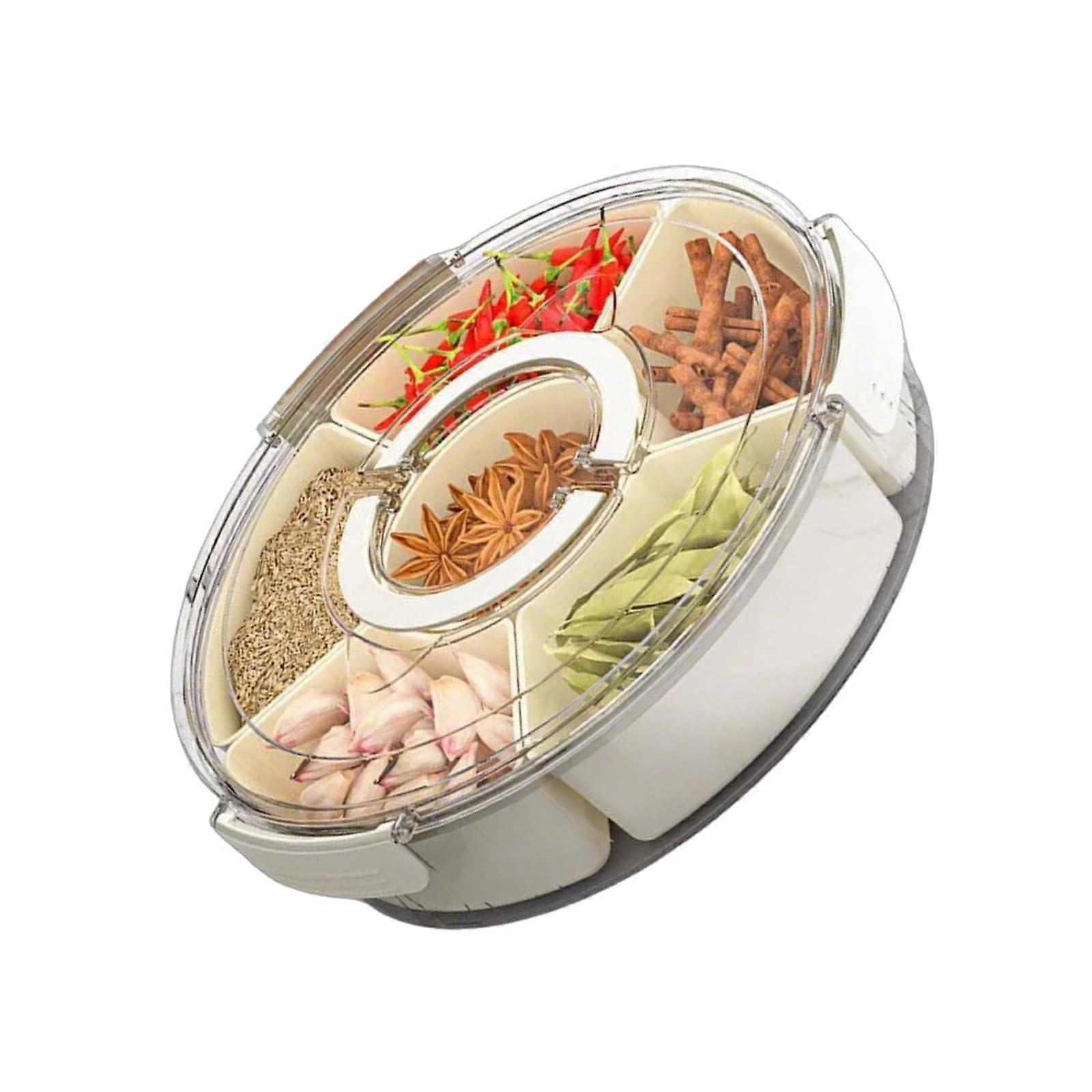 Portable Spices Holder 6Compartment Kitchen Spice Organizer With Handle Condiment Storage Container