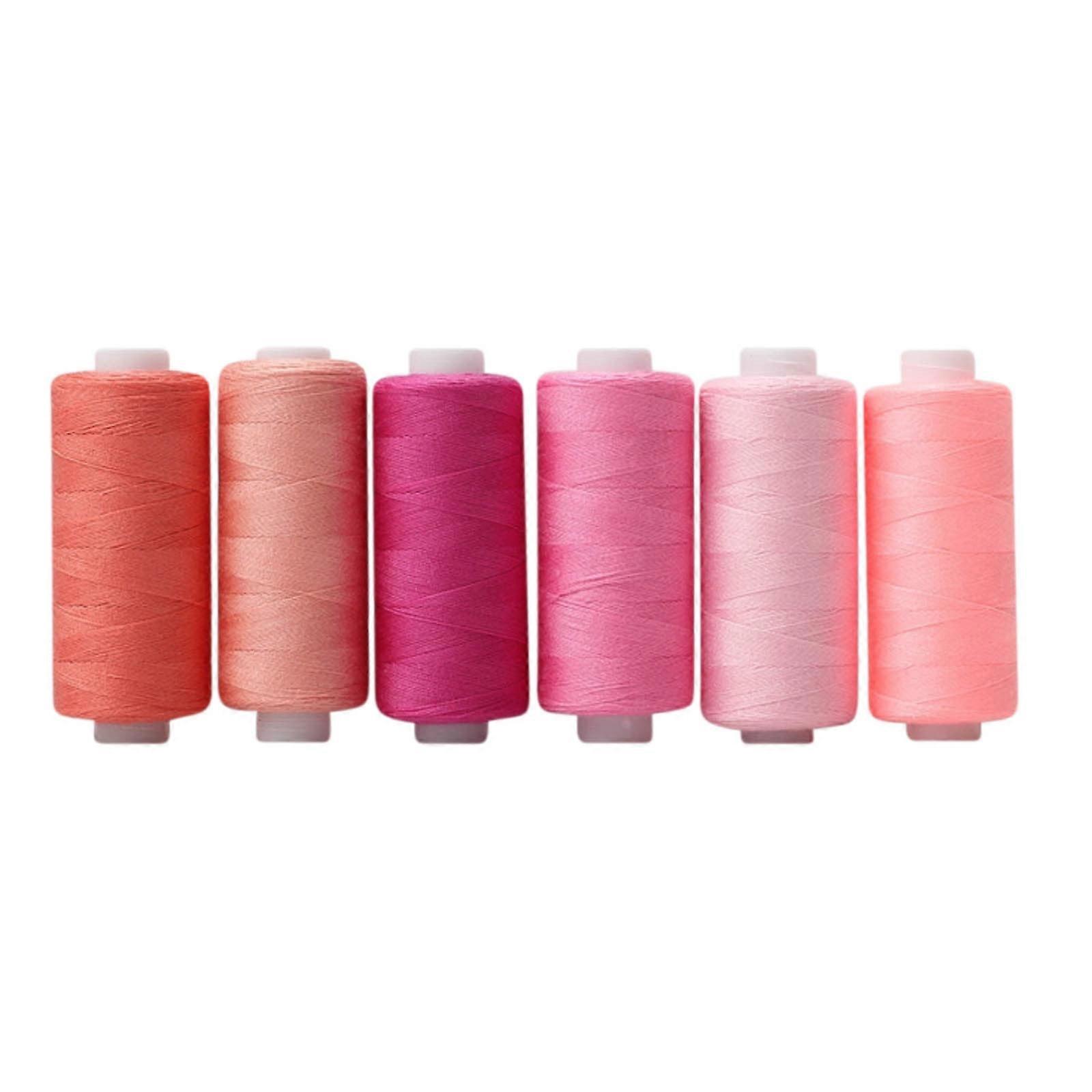 Kafsov 36 Colors Sewing Thread Set, Polyester, 400 Yards/Spool, for Machine & Hand Stitching, No Fading, 6 Spools Pack Pink