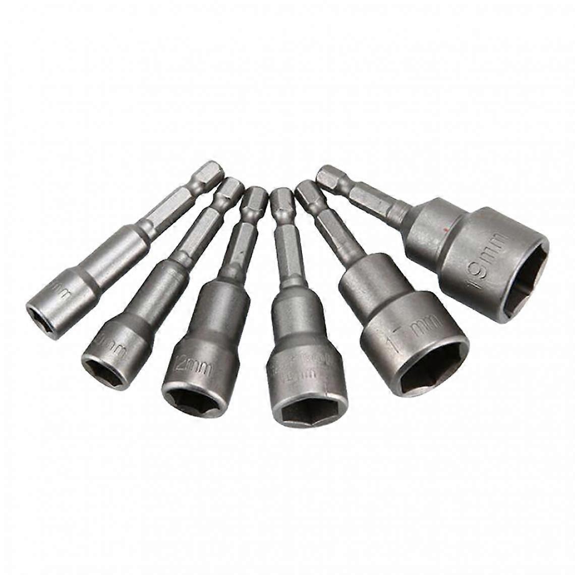 Hex Drill Bits Electric Nut Socket Sets Household Tools 8-19mm 6 Pieces