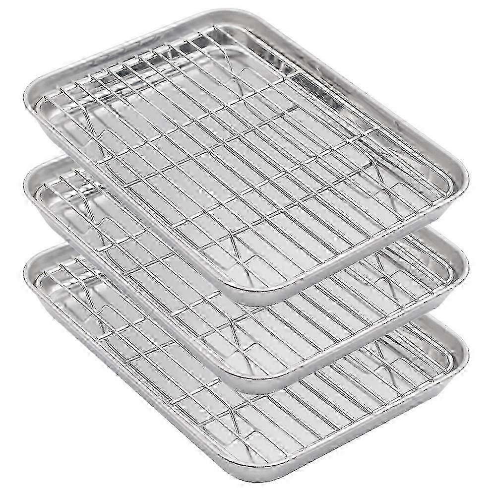 3 Pcs Stainless Steel Baking Sheets and Racks Set for Oven Size M