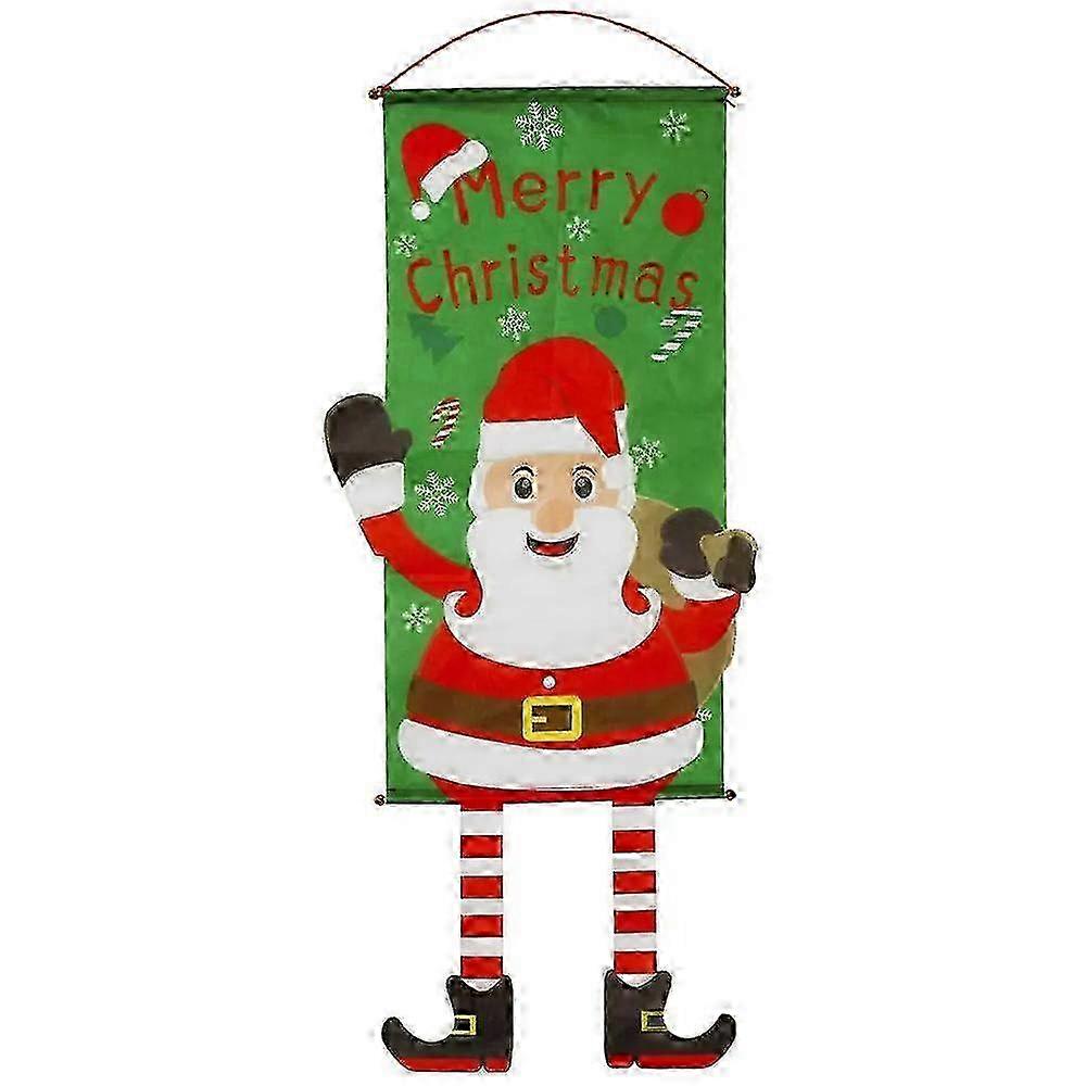Santa Claus Hanging Flag With Durable Polyester Material, Christmas Home Decoration Ideal For Creating A Joyful Atmosphere, Space-Saving Des
