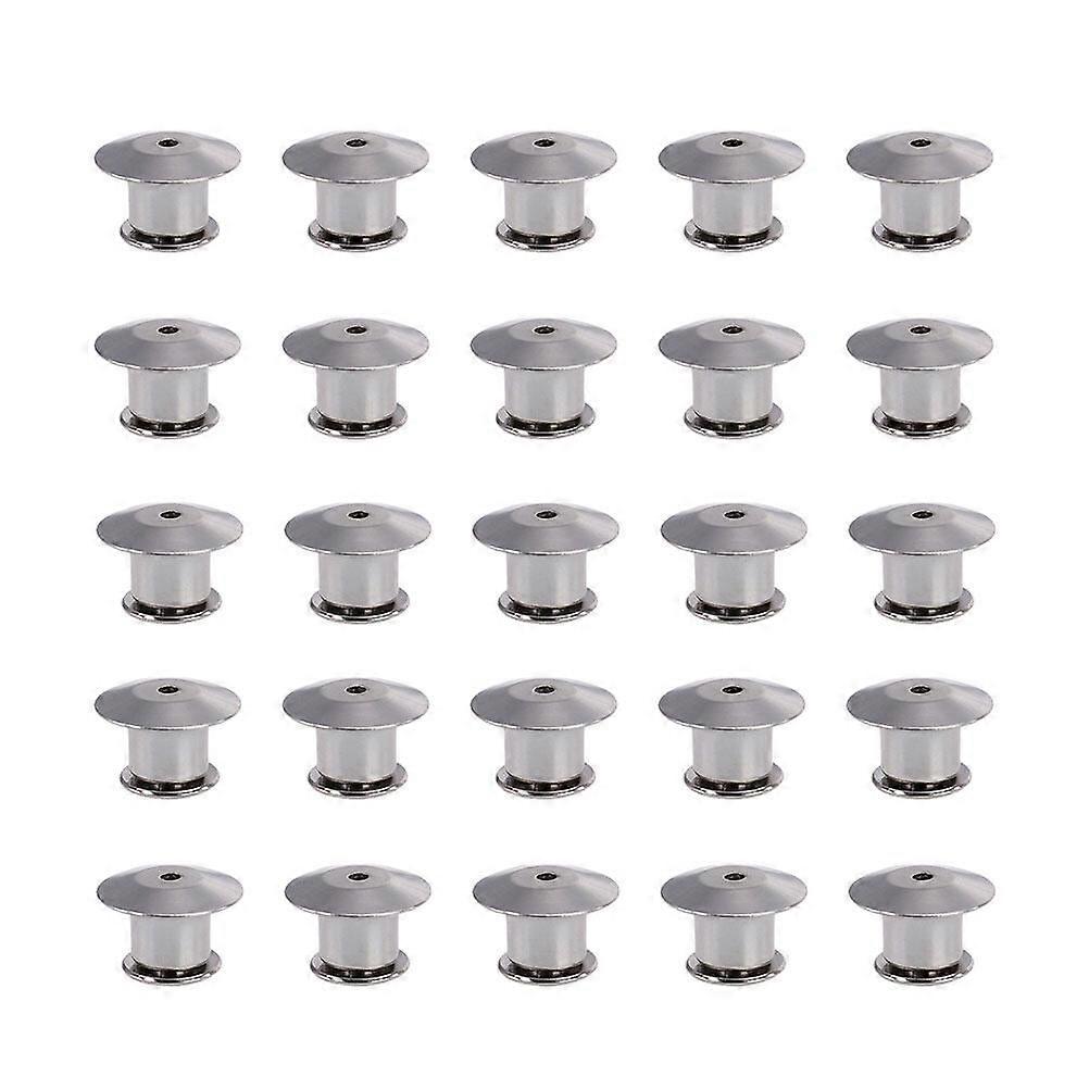 25PCS Metal Flat Locking Pin Backs Brooch Badge Accessories(Silver)