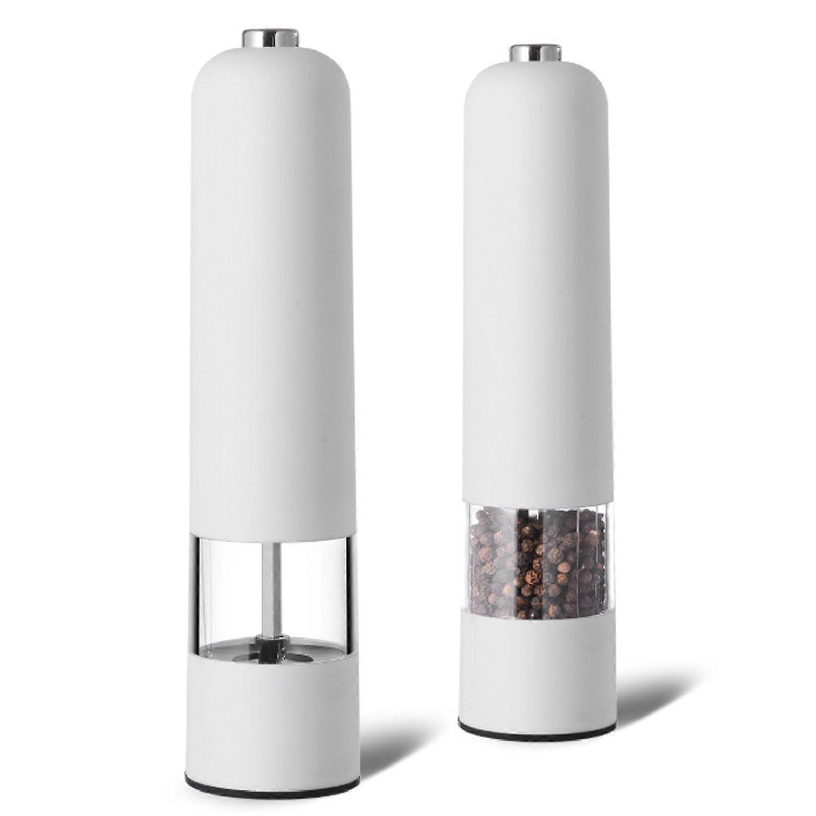 Electric Salt and Pepper Grinder Set Automatic BatteryOperated Refillable Ceramic Core Adjustable Coarseness White