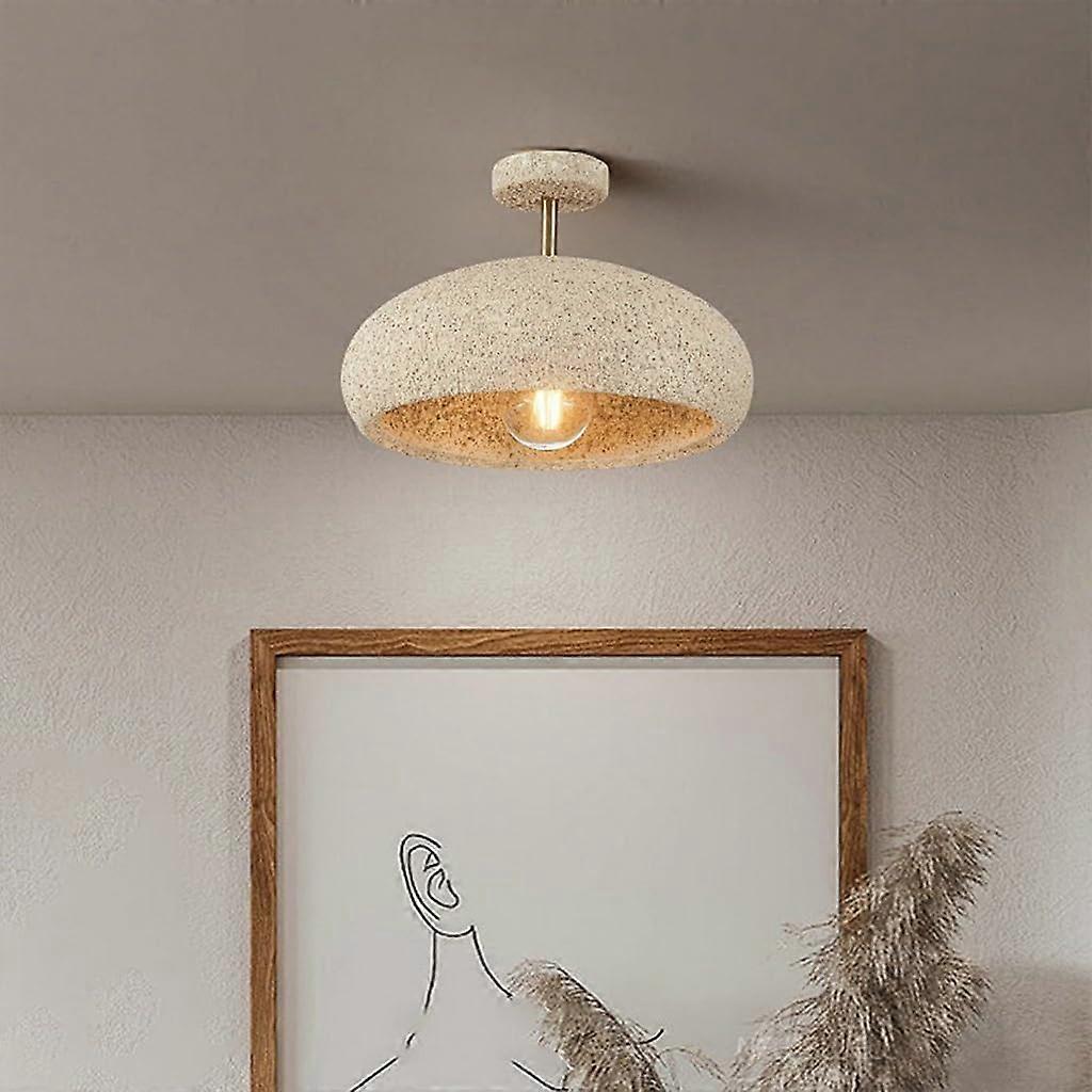 Ceiling Lamp E27 Modern Ceiling Light Imitation Stone Lampshade Beige Diameter 35cm For Bedroom