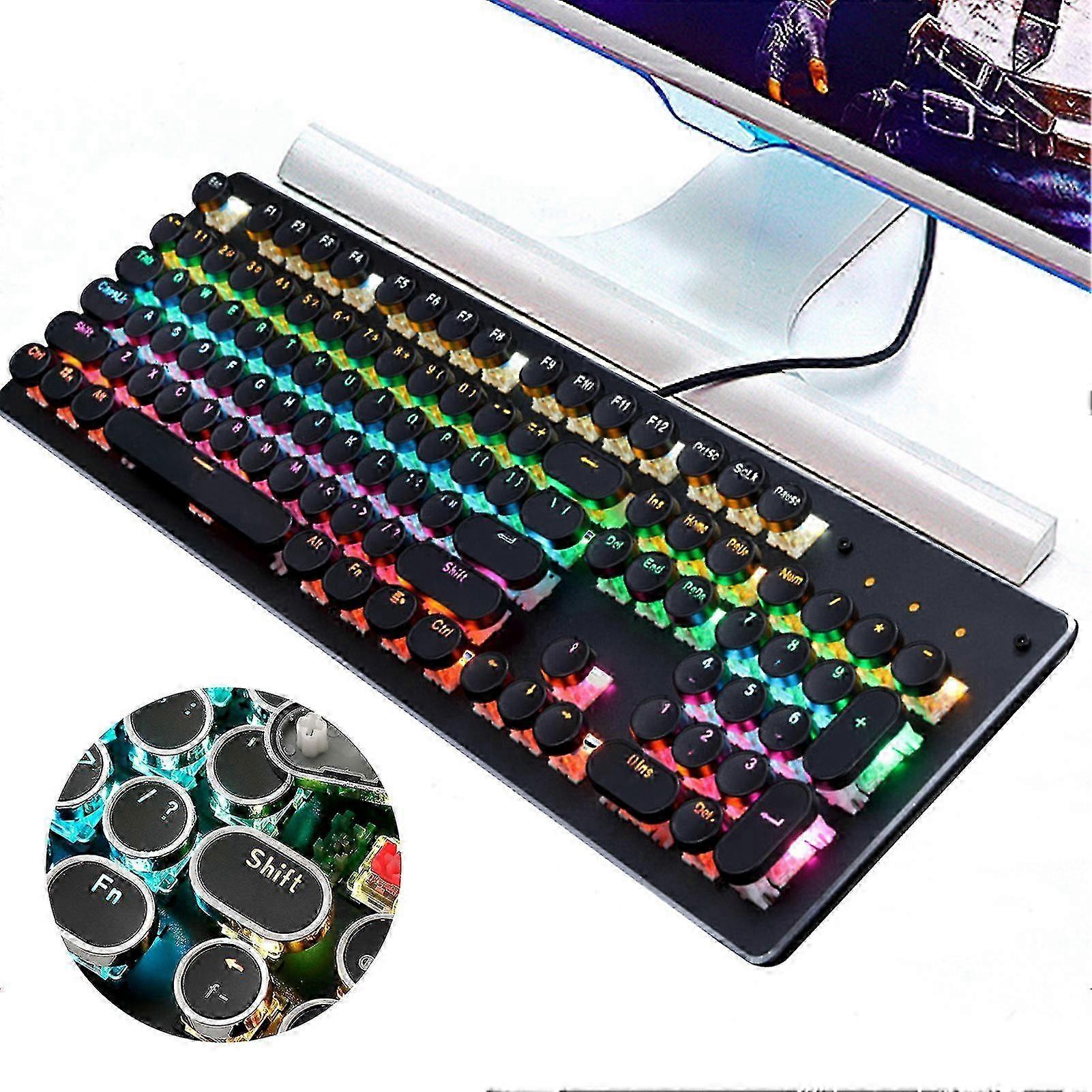 Fiauli 104Pcs/Set Keycaps Retro Anti-deform ABS Mechanical Circular Keycaps Decor for 104-key Mechanical Keyboard