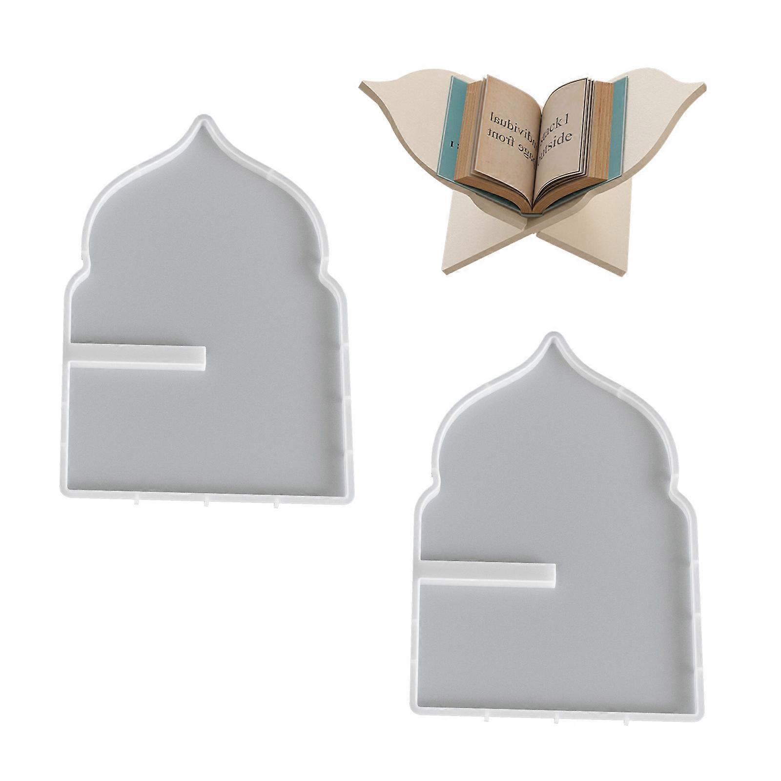 2 Pack Multipurpose Silicone Reading Stand Mold Book Shelf Moulds for Crafting Resin Tealight Holders and Planters Multicolor
