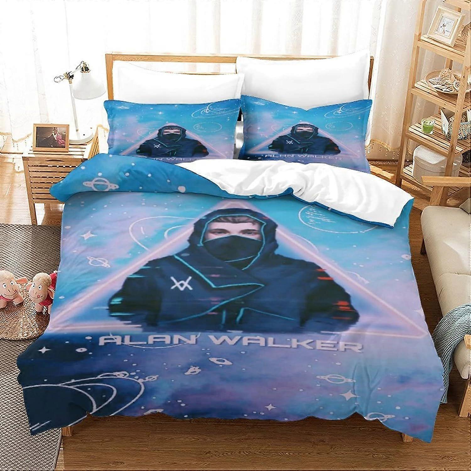 GENBAK Alan Olav Walker Cama Edredom Capa Música Impresso Colcha de Cama Capa para Criança Adolescente DJ Roupa de Cama Set com fronhas Duplo