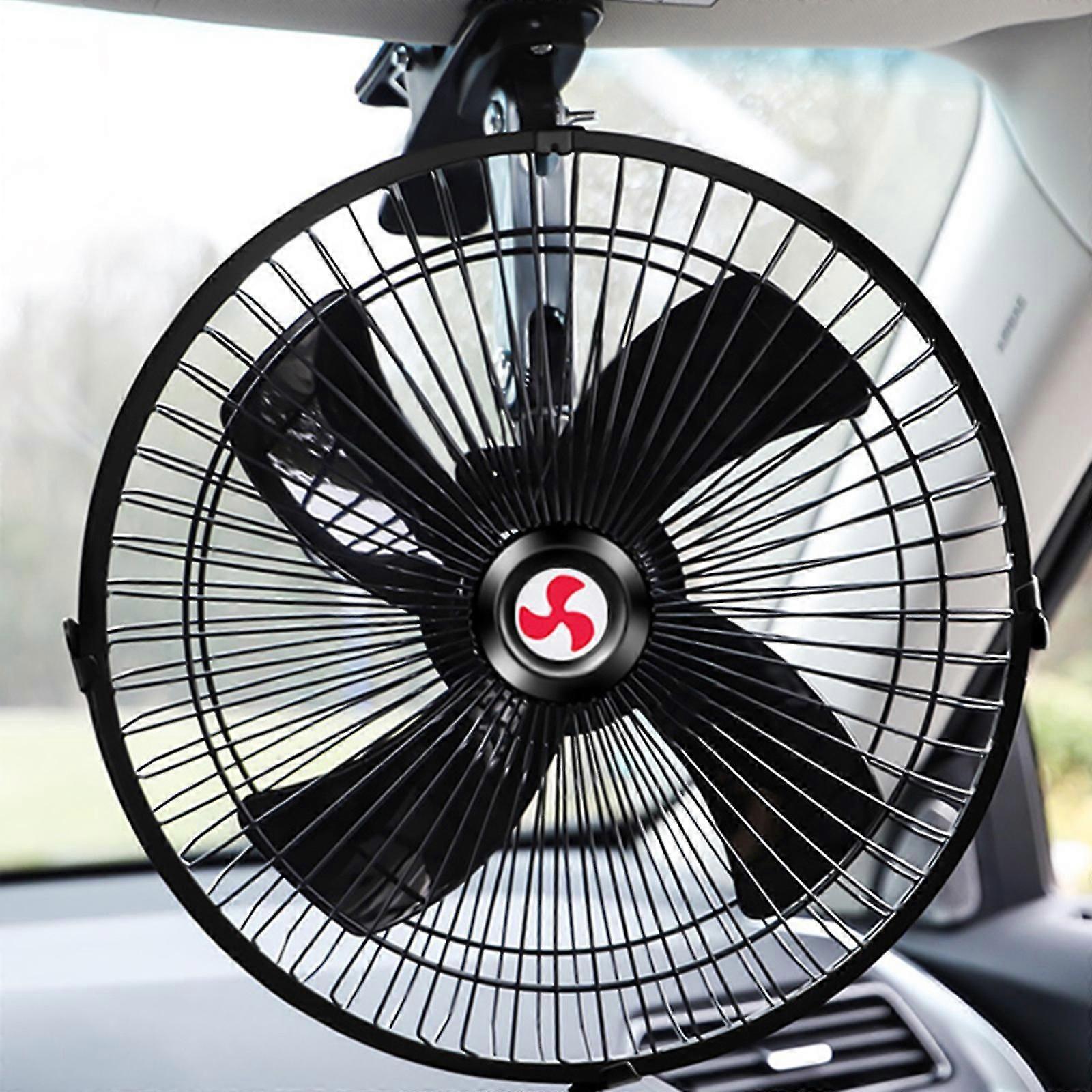 Car Cool-ing Fan,12v Rotatable Powerful Quiet Ventilation Electric With Strong Wind Silent With Adjust-able Cigarette Lighter Plug