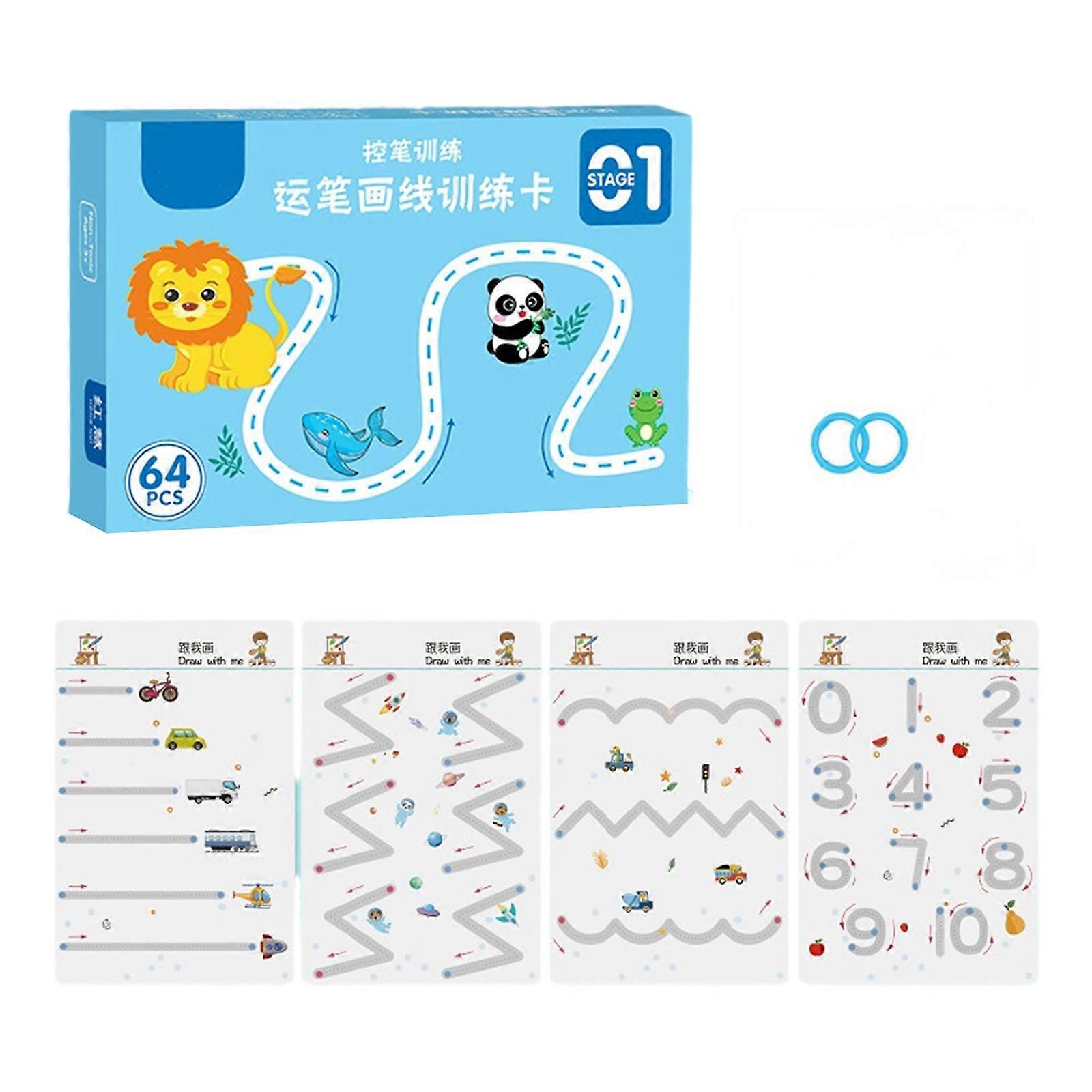 64 Sheets Toddler Handwriting Practice Book Erasable Tracing Sheets Preschooler Writing Learning Workbook for Kids 3-6 Multicolor