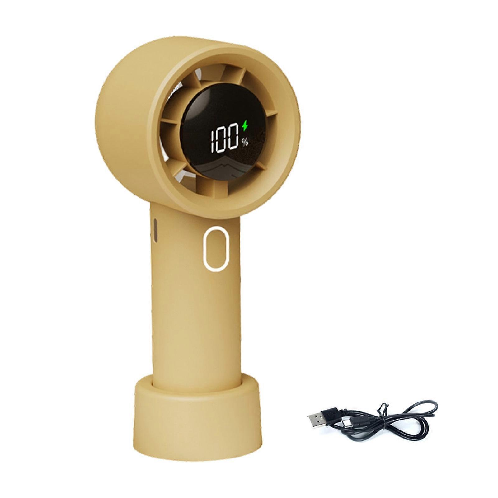 USB Rechargeable Fan 12H Runtime Foldable Light Weight Variable Speed Ideal For Beach Hiking Daily Commute  Yellow