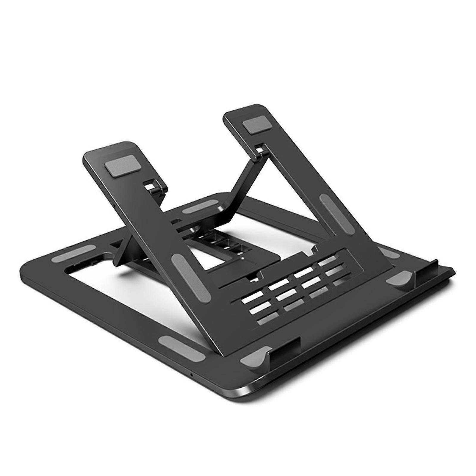 Ergonomic Laptop Holder, Foldable Computer Elevator with NonSlip Silicone, Triangular Easy Charging Access for Users  Black