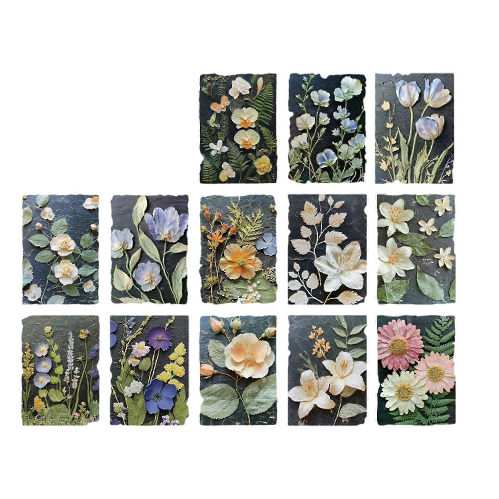 23Sheets Flower Embossed Art Paper Scrapbook Decorative Paper for Scrapbooking Journaling Notebook Craft Embellishment Multicolor