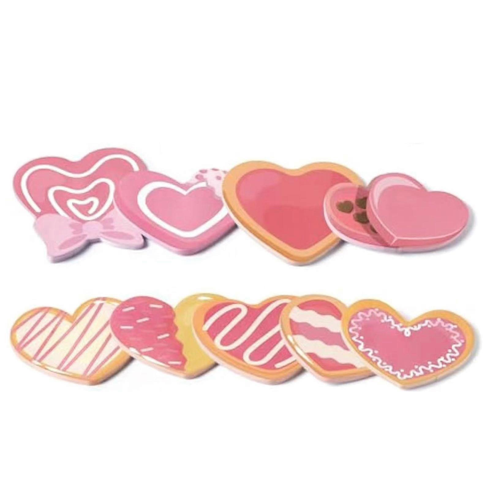 9Pcs Self-Adhesive Diary Page Notepads for Office School Use Heart Shape Stick Notes Self-Stick Memo Note Writing Pad Multicolor