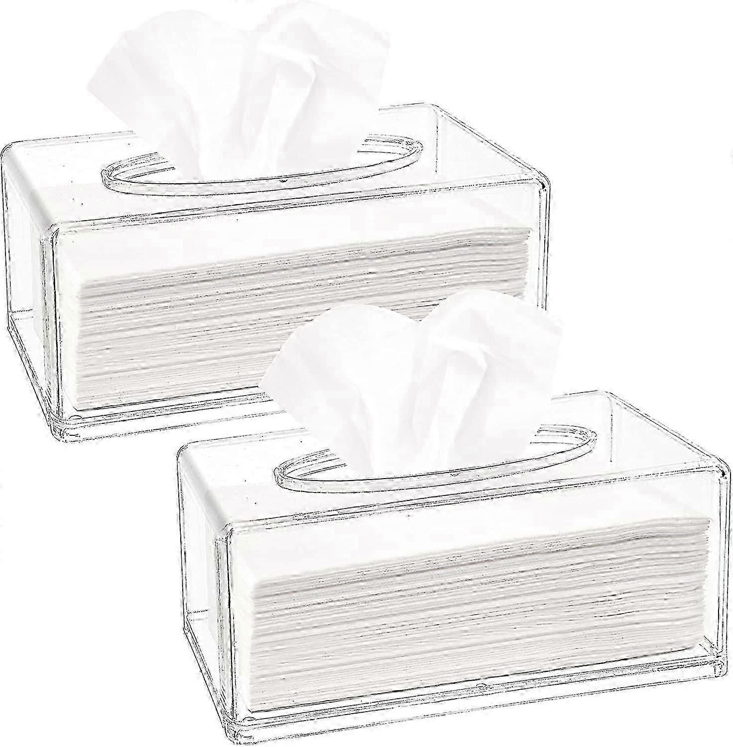 22 × 11.9 × 9.9 سم. 2 عبوة صندوق موزع مناديل شفافة ، حامل غطاء صندوق مناديل الوجه من الأكريليك ، منظم مناشف للحمام والمطبخ والمكتب ، مستطيل