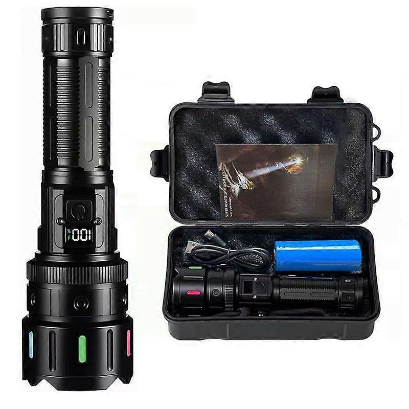 1400 Lumens Super Bright Rechargeable Flashlight Waterproof Camping A09 White Laser Telescopic Flashlight