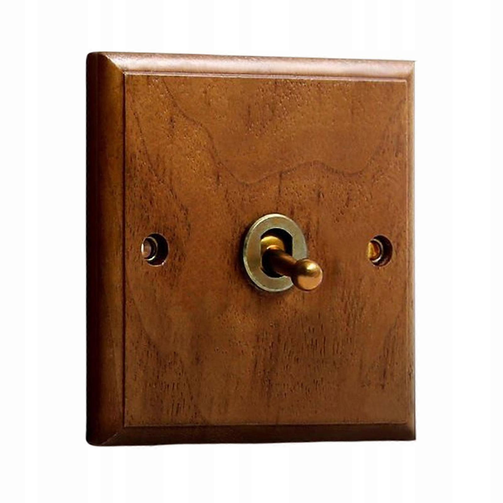 Retro Style Light Switch, Walnut, Solid Wood Panel,