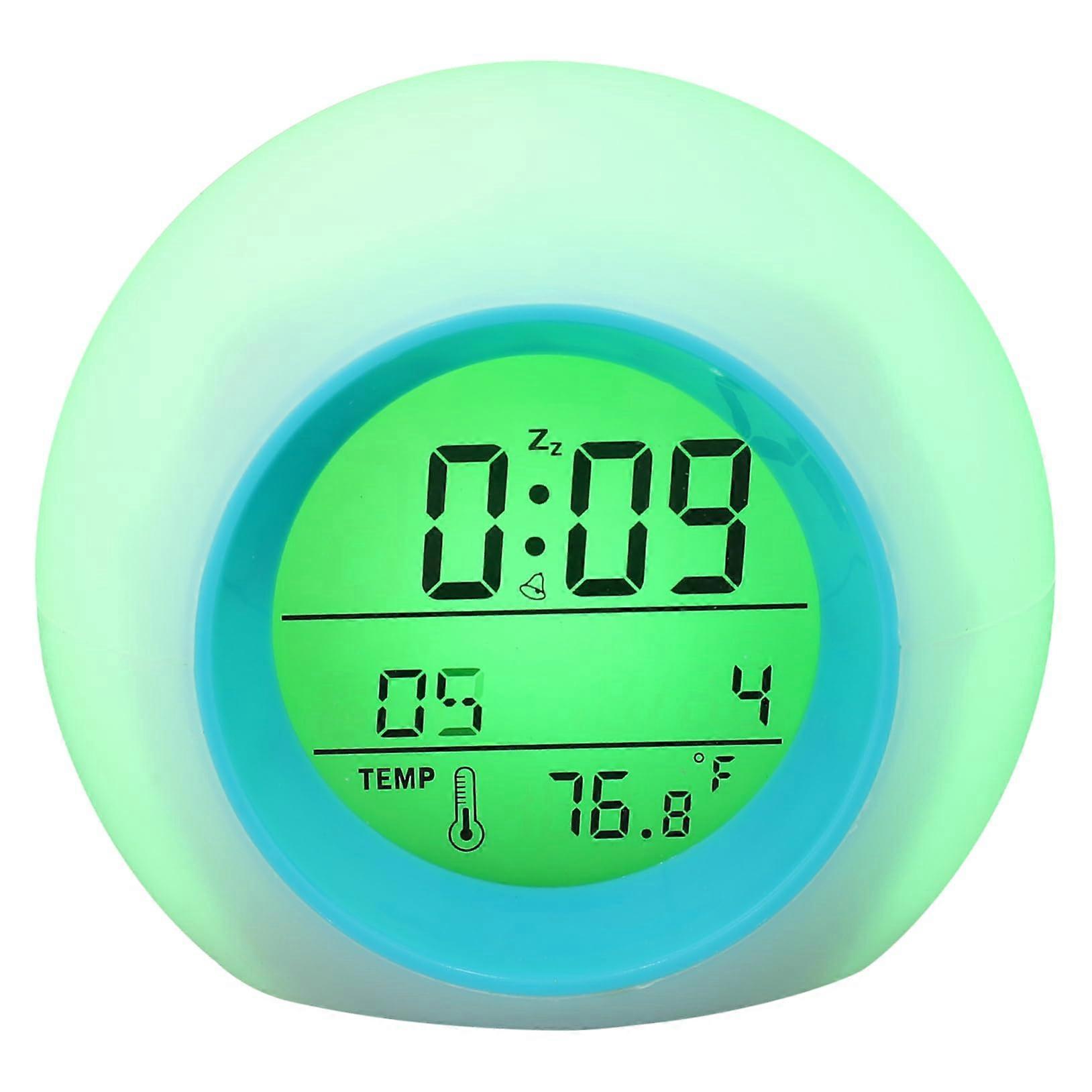 Color Changing Digital Alarm Clock with Calendar, Night Light, Sleep Sounds and Thermometer for Bedroom