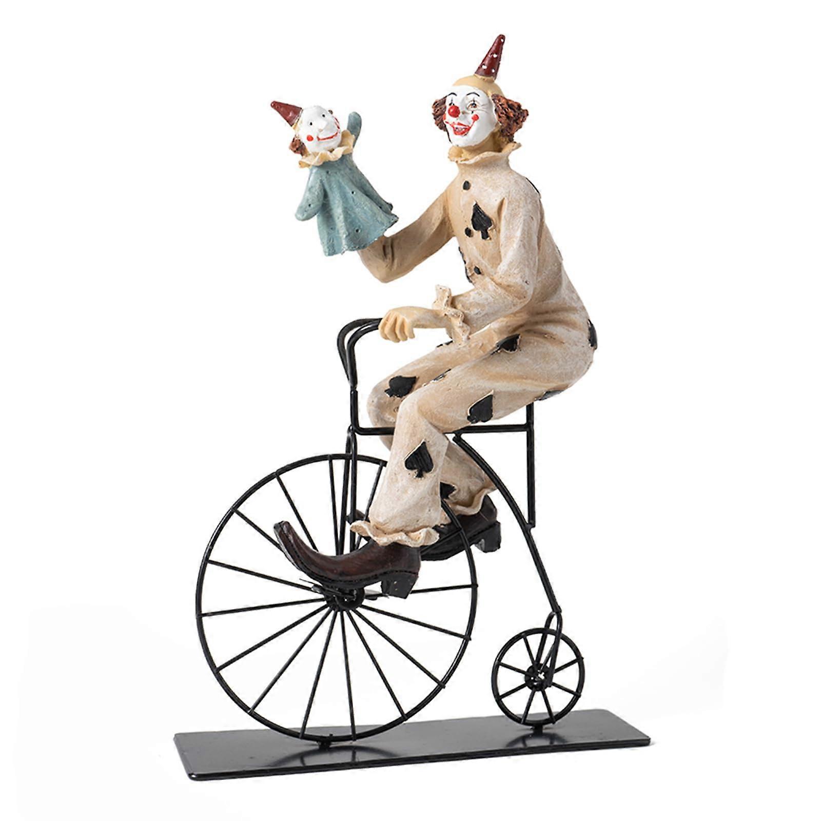 Resin Clown Figurine Vintage Joker Statue Circus Decoration for Tabletop Shelf Mantel Bedroom